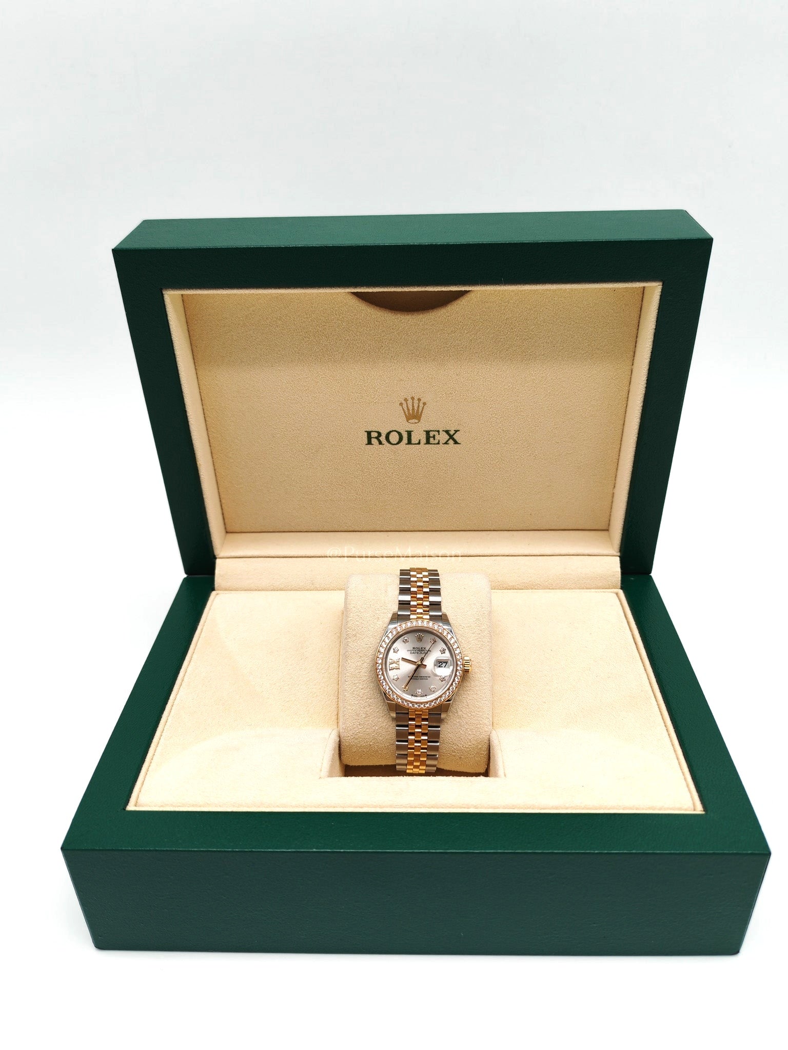 Lady Datejust 28mm Oyster Perpetual Yellow Gold and Diamonds Two-toned Jubilee Stainless Steel Strap Year 2024 (Reference No. 279383RBR) | Purse Maison Luxury Bags Shop