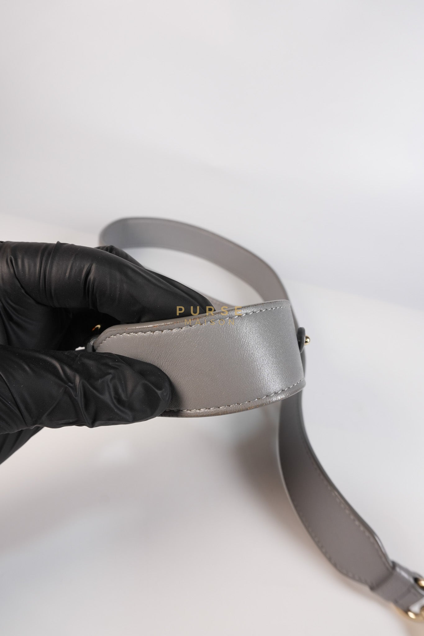 Lady Dior ABC Small in Gray Quilted Cannage Lambskin Leather & Gold Hardware | Purse Maison Luxury Bags Shop