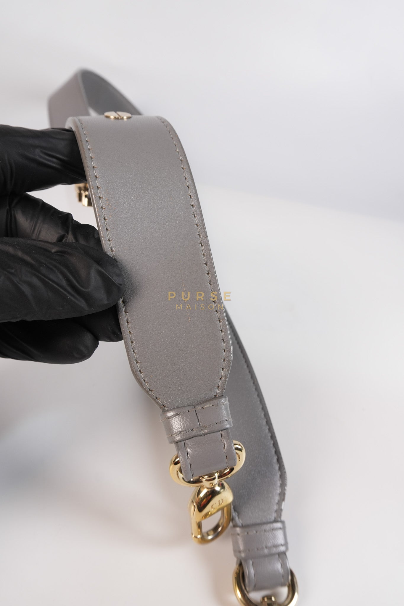 Lady Dior ABC Small in Gray Quilted Cannage Lambskin Leather & Gold Hardware | Purse Maison Luxury Bags Shop