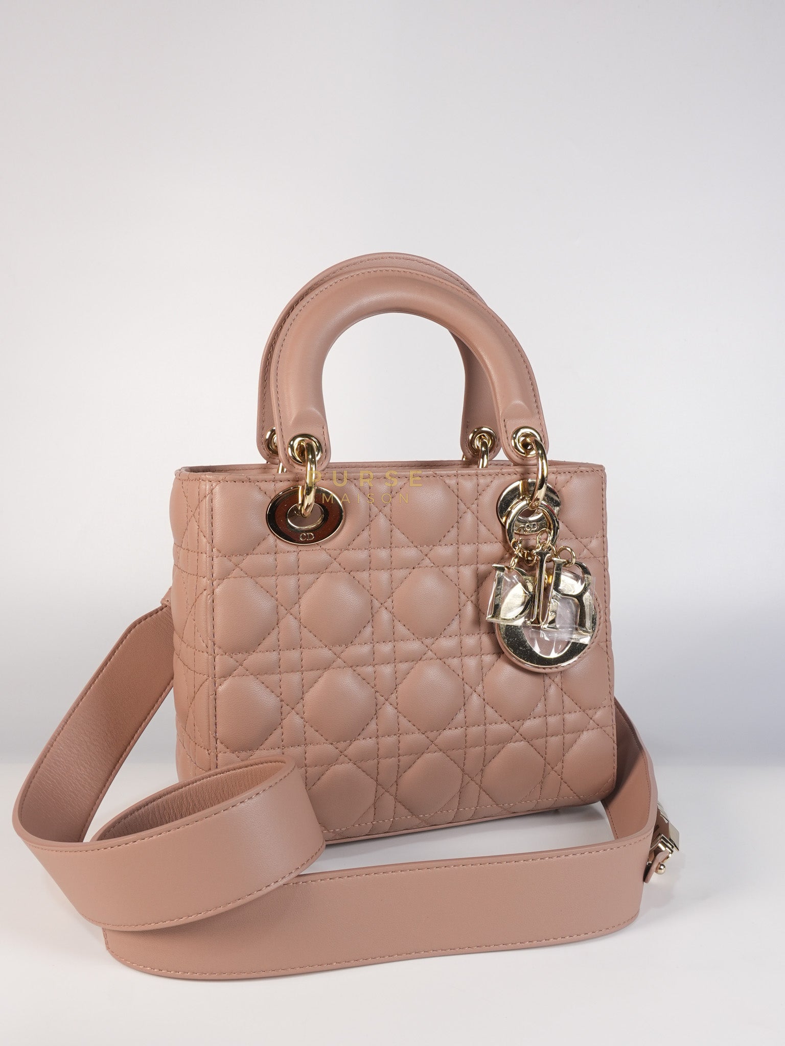 Lady Dior ABCDior Blush Pink in Lambskin Leather and Light Gold Hardware | Purse Maison Luxury Bags Shop