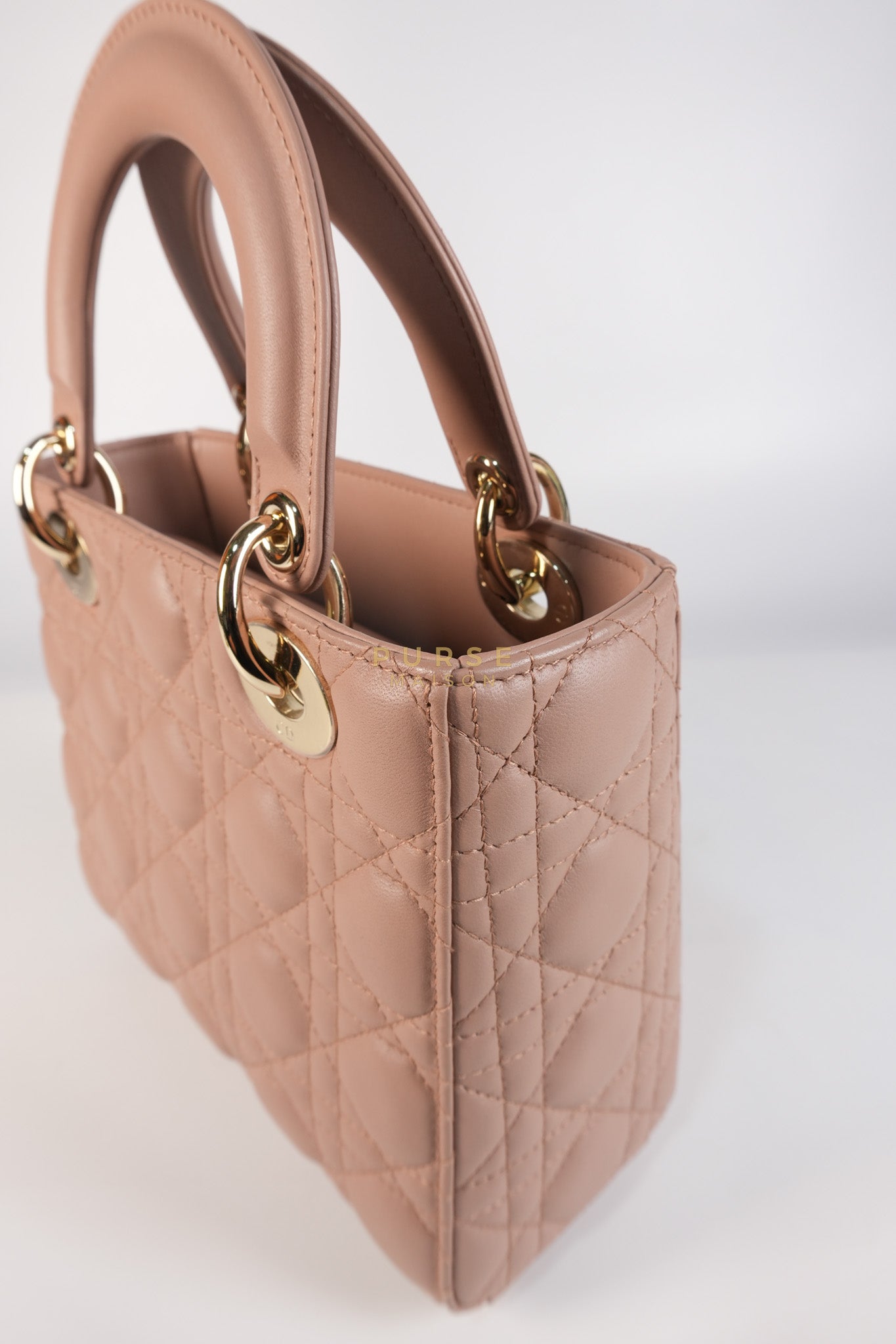 Lady Dior ABCDior Blush Pink in Lambskin Leather and Light Gold Hardware | Purse Maison Luxury Bags Shop