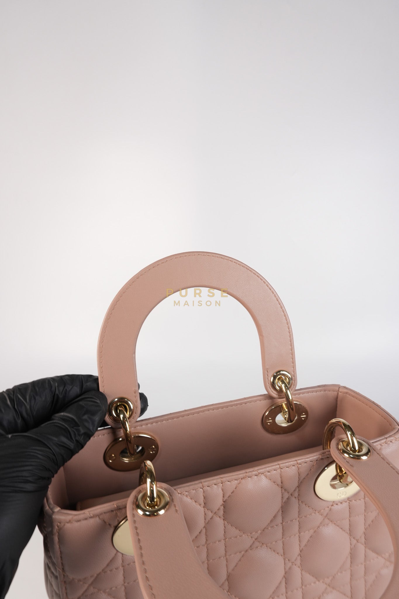 Lady Dior ABCDior Blush Pink in Lambskin Leather and Light Gold Hardware | Purse Maison Luxury Bags Shop