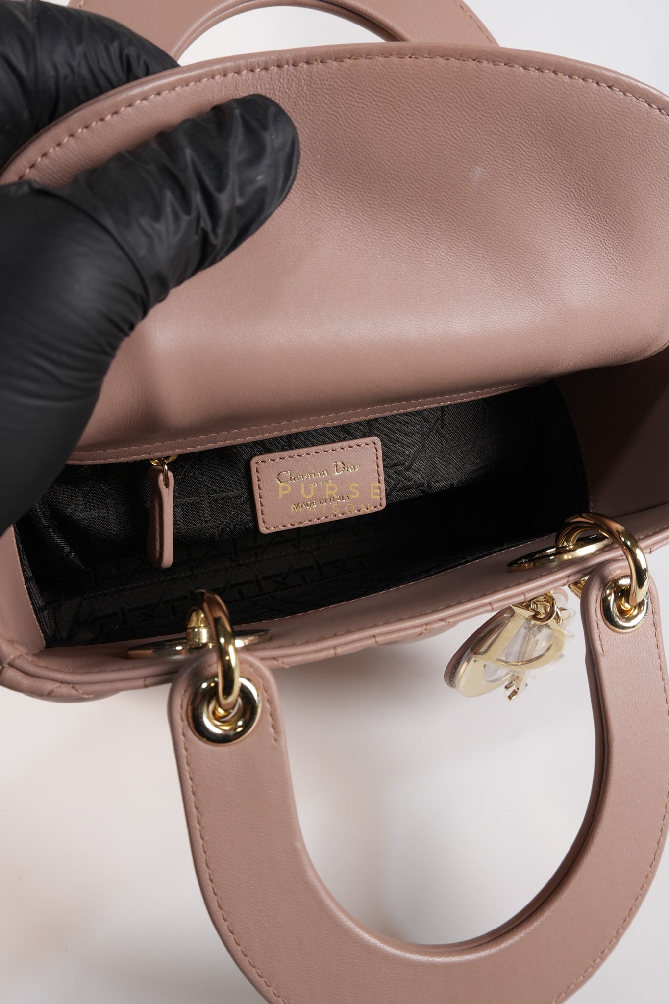 Lady Dior ABCDior Blush Pink in Lambskin Leather and Light Gold Hardware | Purse Maison Luxury Bags Shop