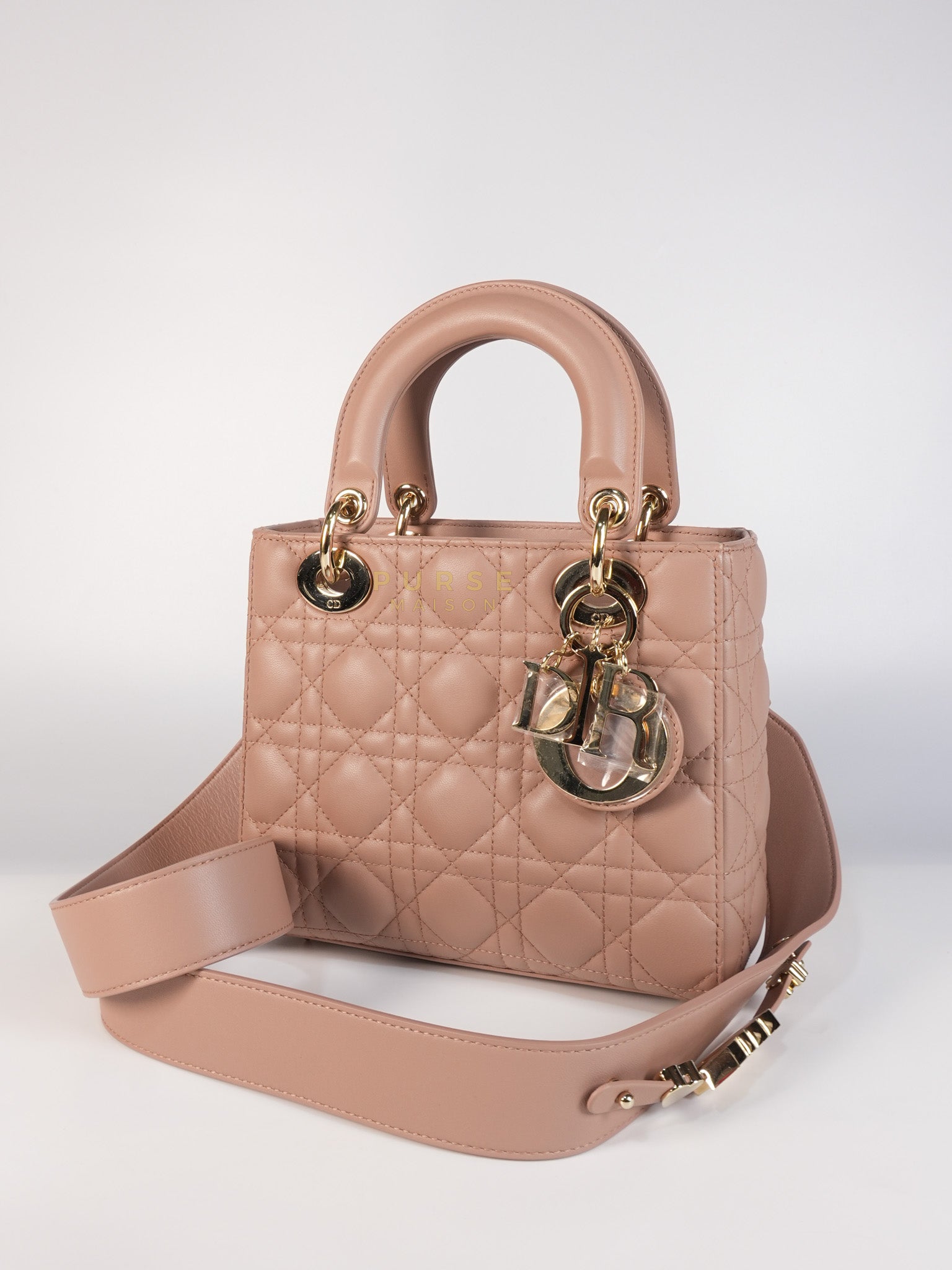 Lady Dior ABCDior Blush Pink in Lambskin Leather and Light Gold Hardware | Purse Maison Luxury Bags Shop