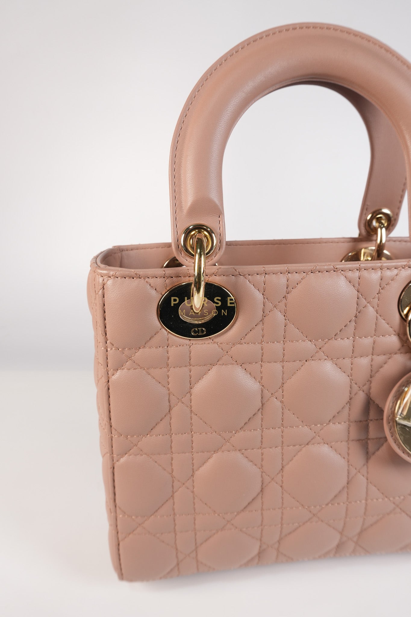 Lady Dior ABCDior Blush Pink in Lambskin Leather and Light Gold Hardware | Purse Maison Luxury Bags Shop
