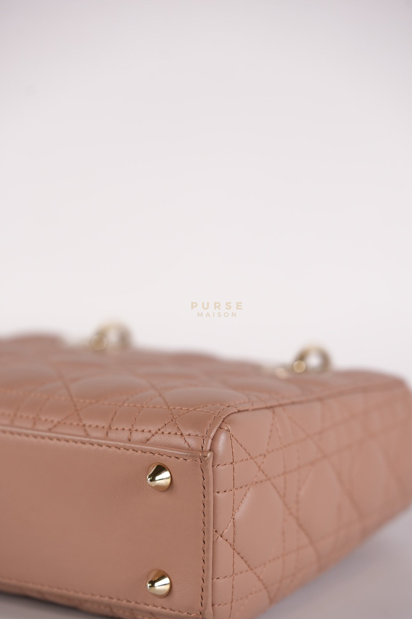 Lady Dior ABCDior Small in Blush Pink Cannage Lambskin Leather Light Gold Hardware | Purse Maison Luxury Bags Shop