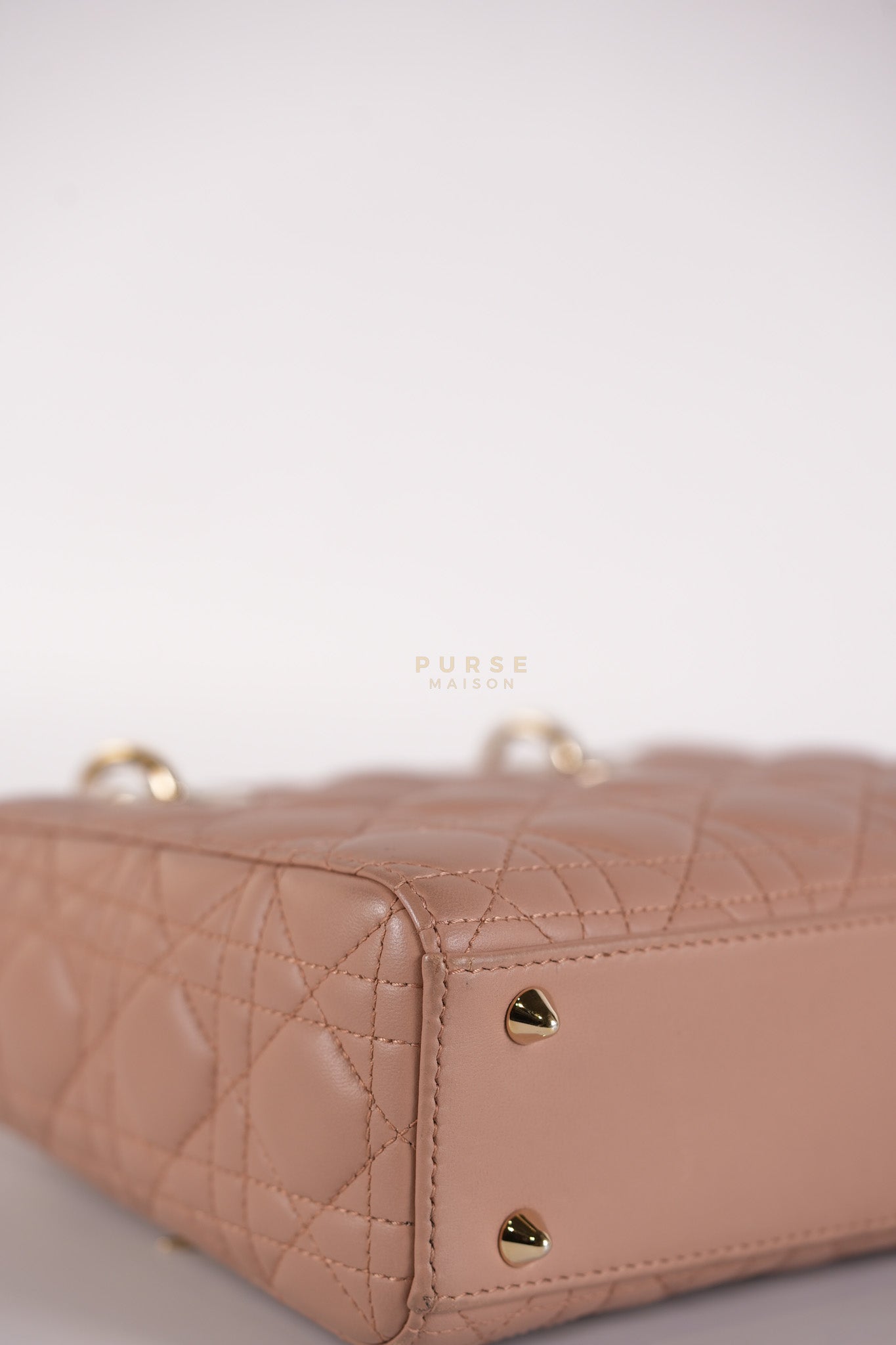 Lady Dior ABCDior Small in Blush Pink Cannage Lambskin Leather Light Gold Hardware | Purse Maison Luxury Bags Shop