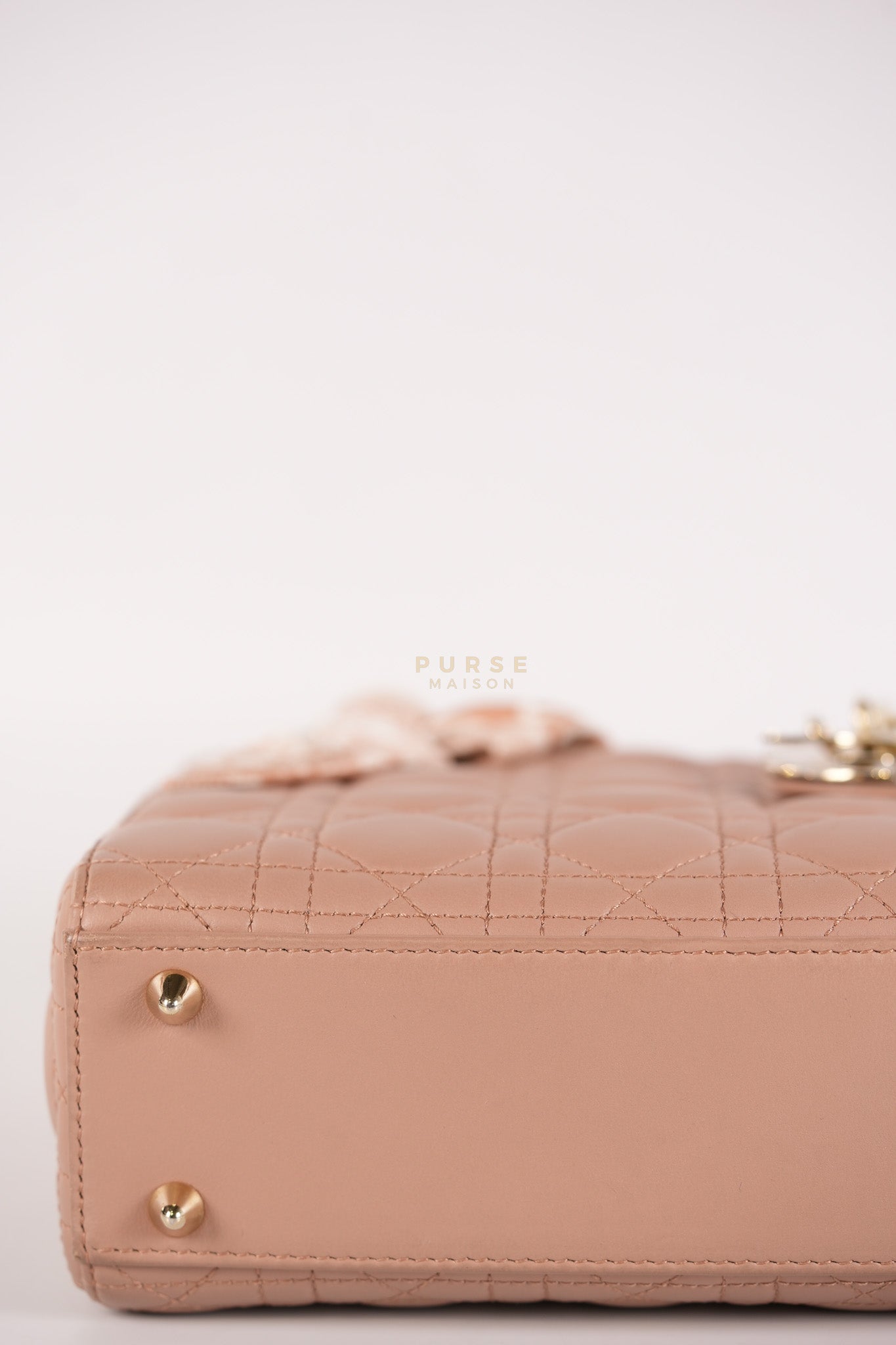 Lady Dior ABCDior Small in Blush Pink Cannage Lambskin Leather Light Gold Hardware | Purse Maison Luxury Bags Shop