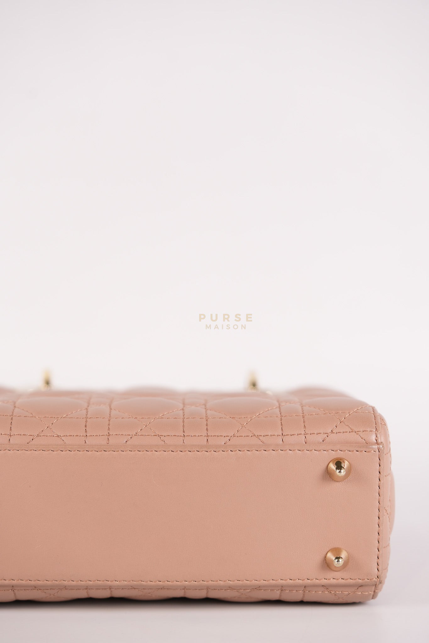 Lady Dior ABCDior Small in Blush Pink Cannage Lambskin Leather Light Gold Hardware | Purse Maison Luxury Bags Shop