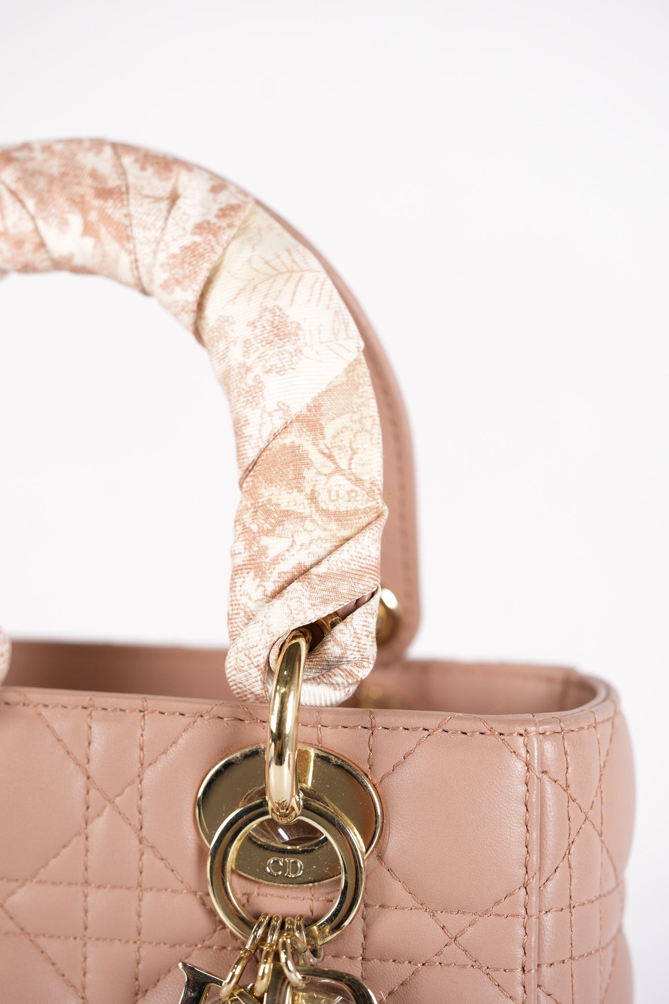 Lady Dior ABCDior Small in Blush Pink Cannage Lambskin Leather Light Gold Hardware | Purse Maison Luxury Bags Shop