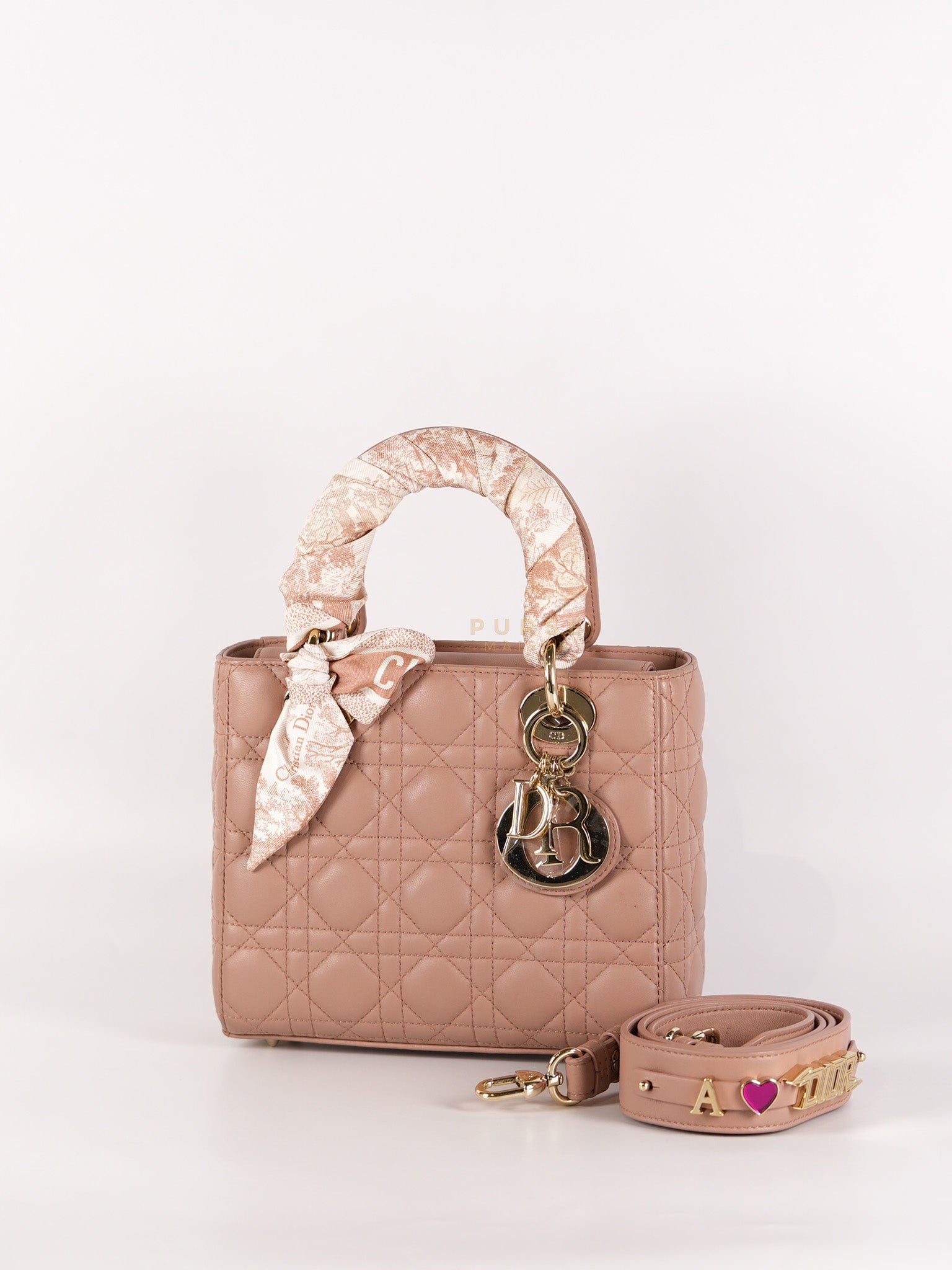 Lady Dior ABCDior Small in Blush Pink Cannage Lambskin Leather Light Gold Hardware | Purse Maison Luxury Bags Shop