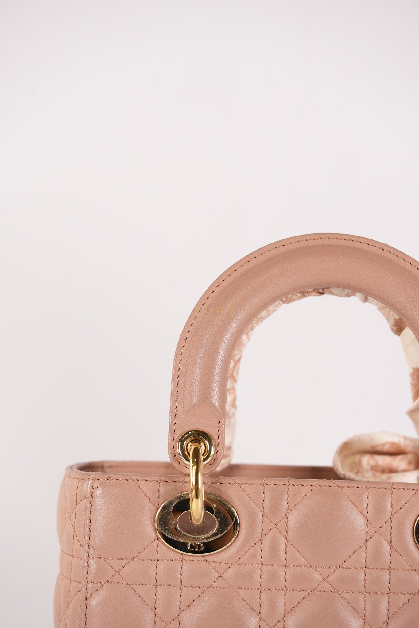 Lady Dior ABCDior Small in Blush Pink Cannage Lambskin Leather Light Gold Hardware | Purse Maison Luxury Bags Shop