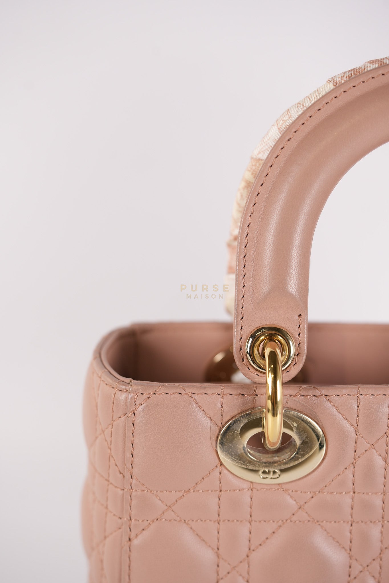 Lady Dior ABCDior Small in Blush Pink Cannage Lambskin Leather Light Gold Hardware | Purse Maison Luxury Bags Shop