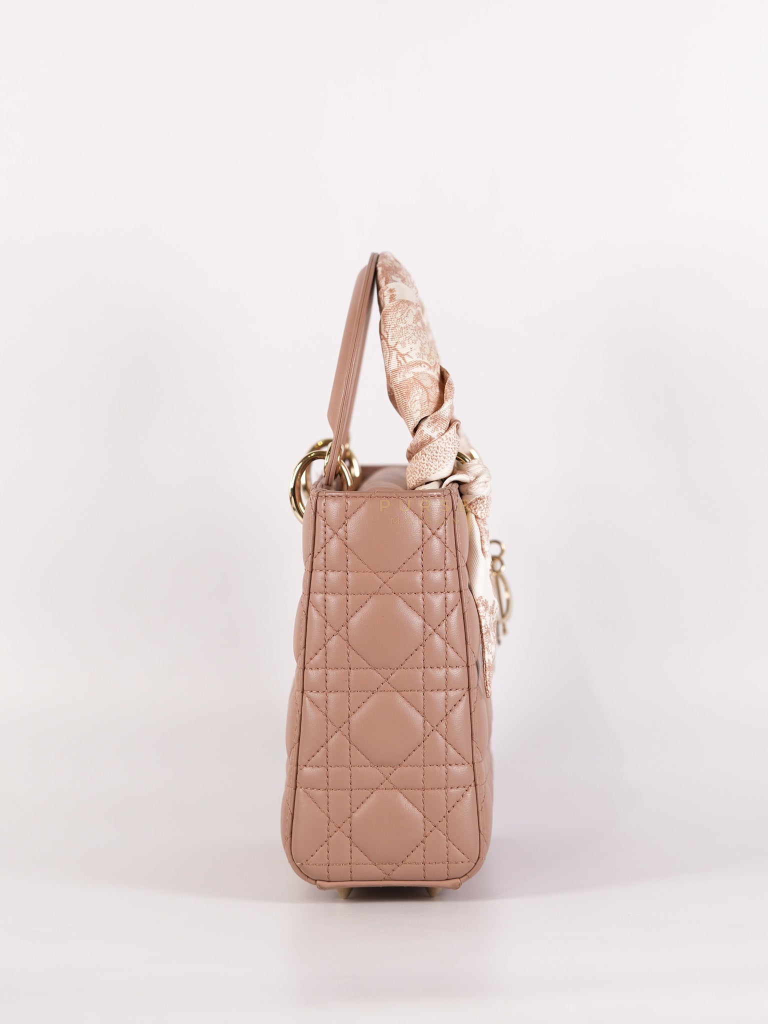 Lady Dior ABCDior Small in Blush Pink Cannage Lambskin Leather Light Gold Hardware | Purse Maison Luxury Bags Shop