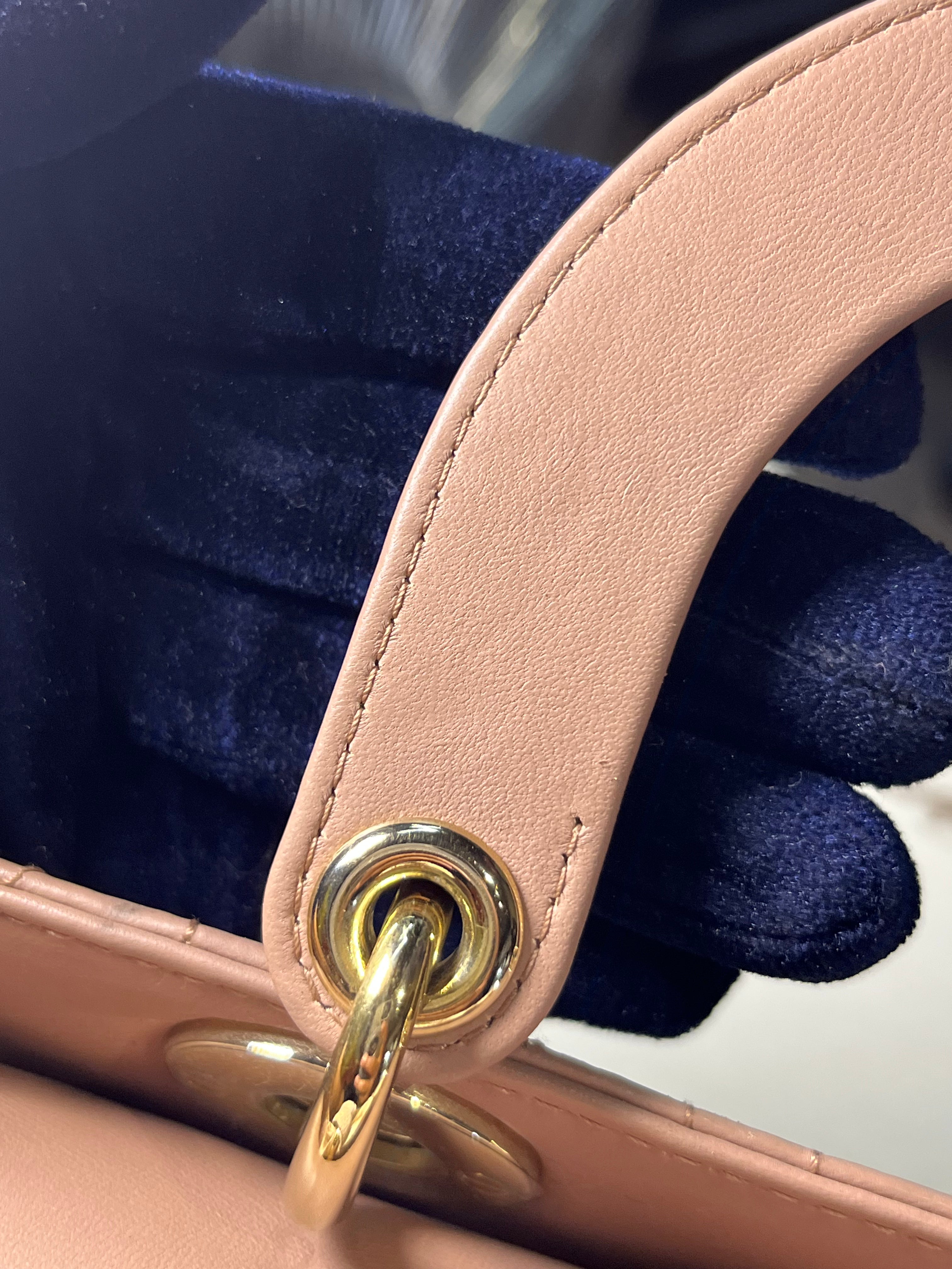 Lady Dior ABCDior Small in Blush Pink Cannage Lambskin Leather Light Gold Hardware | Purse Maison Luxury Bags Shop