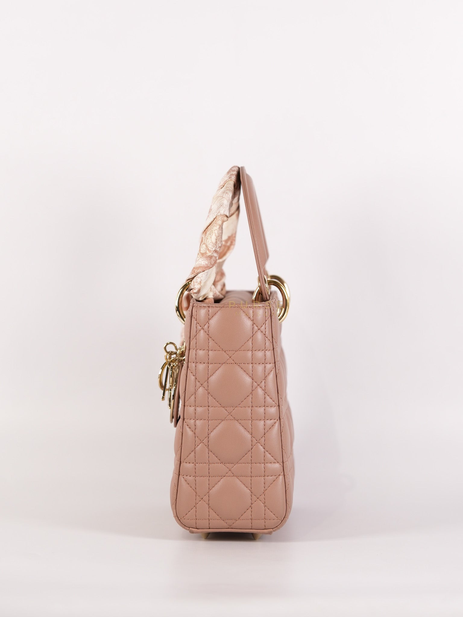 Lady Dior ABCDior Small in Blush Pink Cannage Lambskin Leather Light Gold Hardware | Purse Maison Luxury Bags Shop