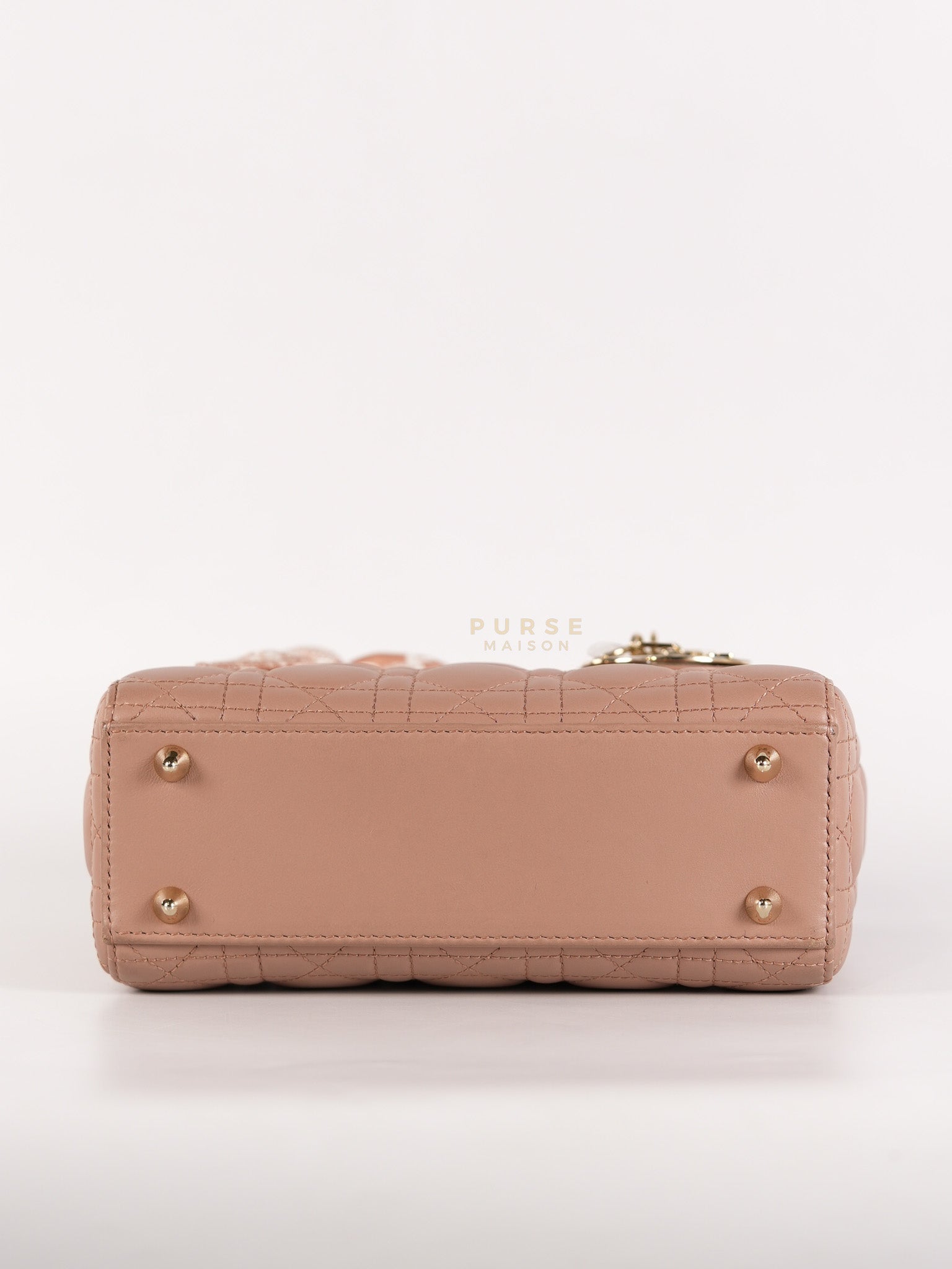 Lady Dior ABCDior Small in Blush Pink Cannage Lambskin Leather Light Gold Hardware | Purse Maison Luxury Bags Shop