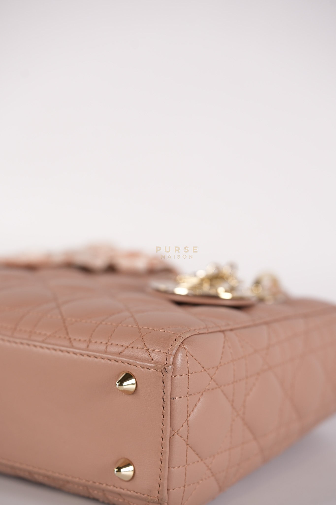 Lady Dior ABCDior Small in Blush Pink Cannage Lambskin Leather Light Gold Hardware | Purse Maison Luxury Bags Shop