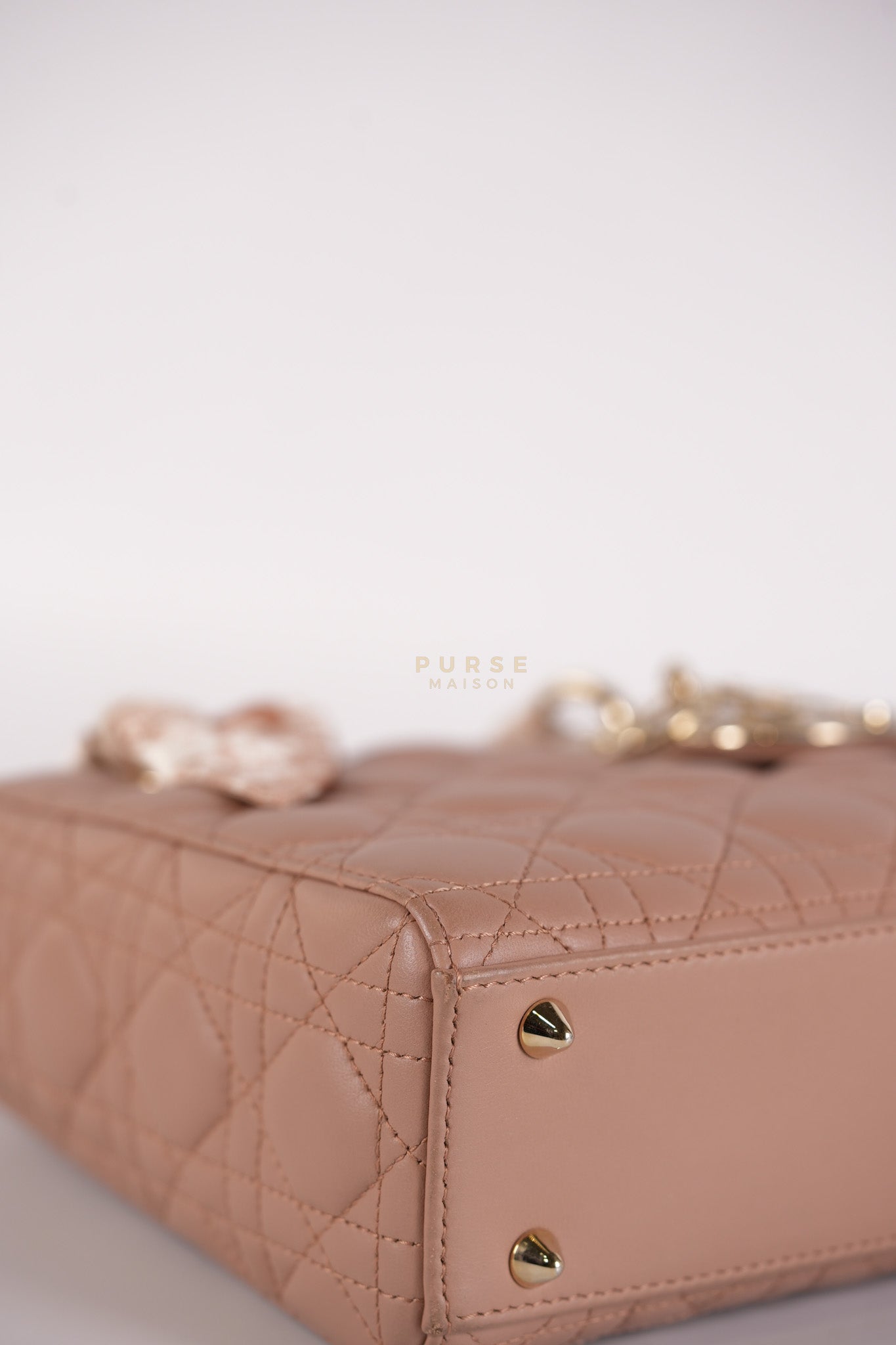 Lady Dior ABCDior Small in Blush Pink Cannage Lambskin Leather Light Gold Hardware | Purse Maison Luxury Bags Shop