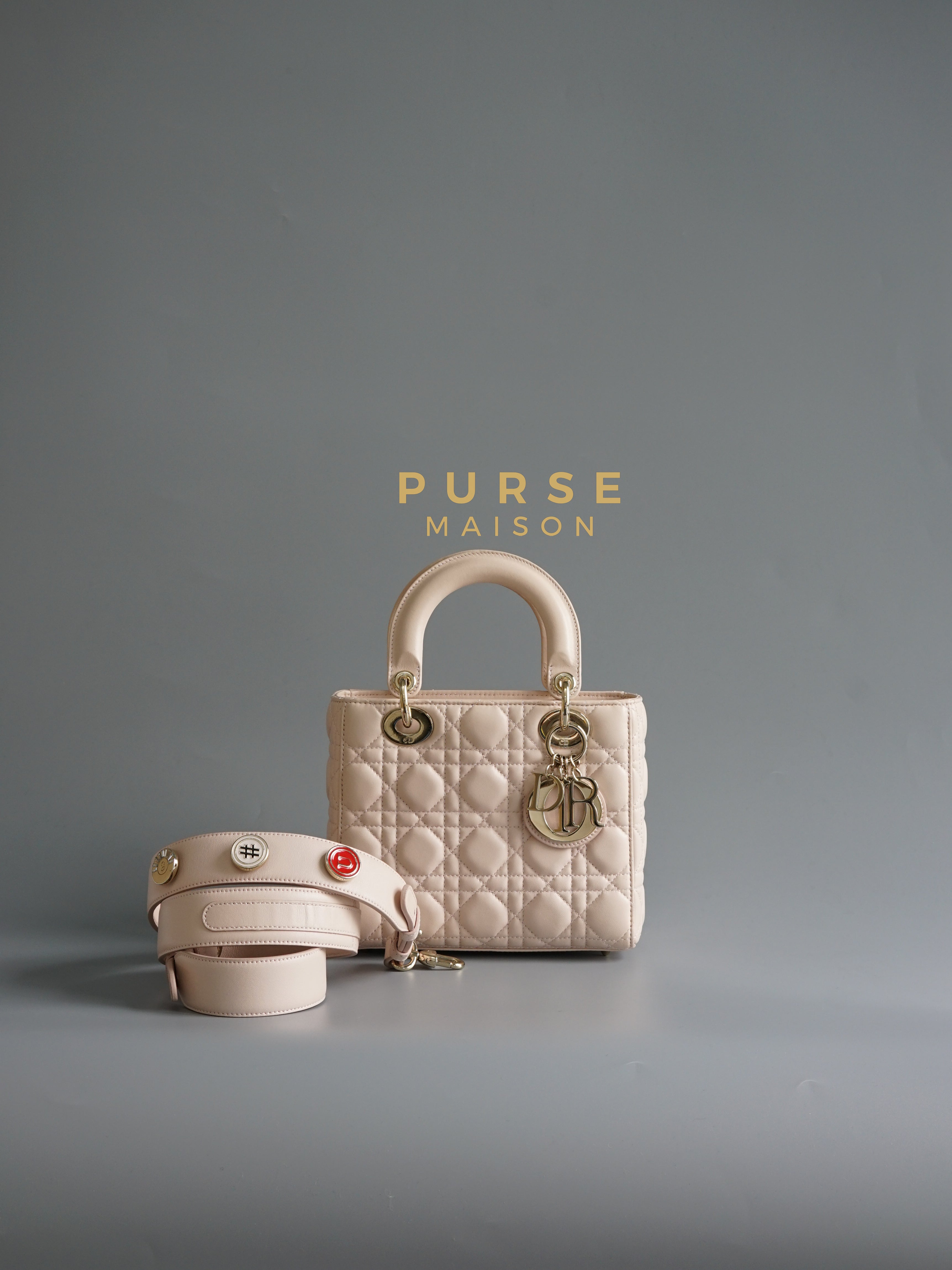 Lady Dior Blush Pink Small Light Gold hardware Lambskin | Purse Maison Luxury Bags Shop