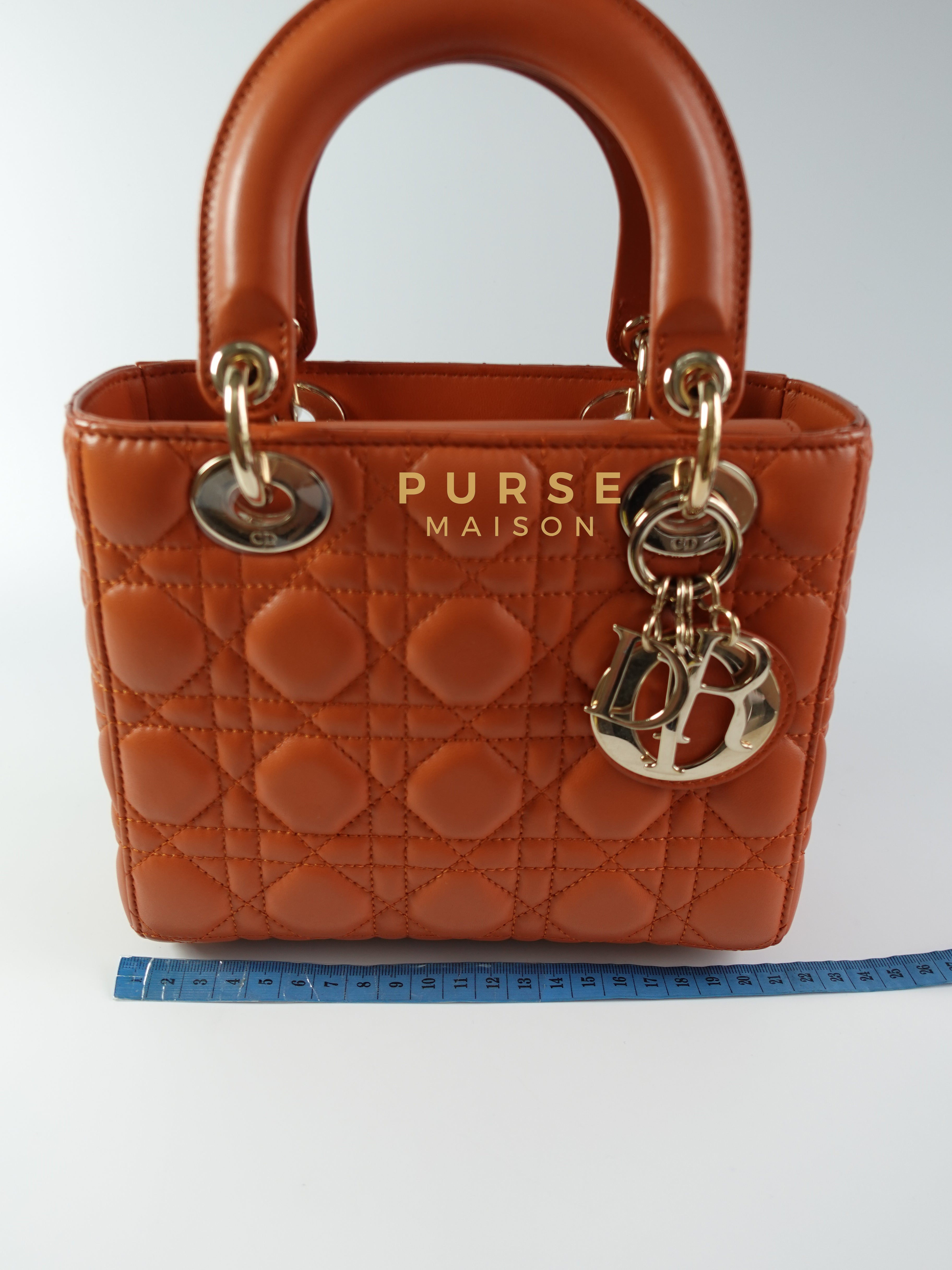 Lady Dior Caramel Small Gold Hardware Lambskin | Purse Maison Luxury Bags Shop