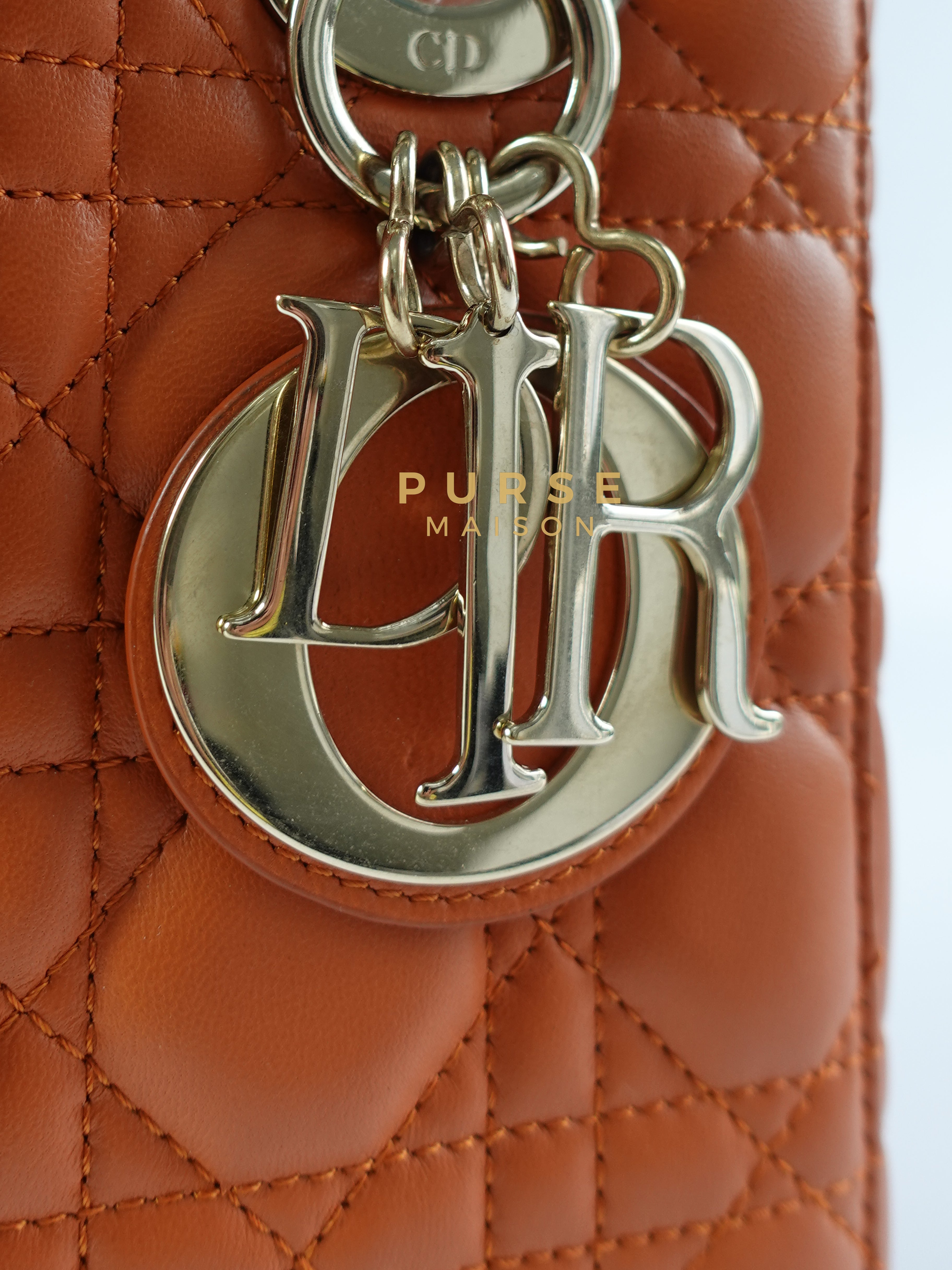 Lady Dior Caramel Small Gold Hardware Lambskin | Purse Maison Luxury Bags Shop