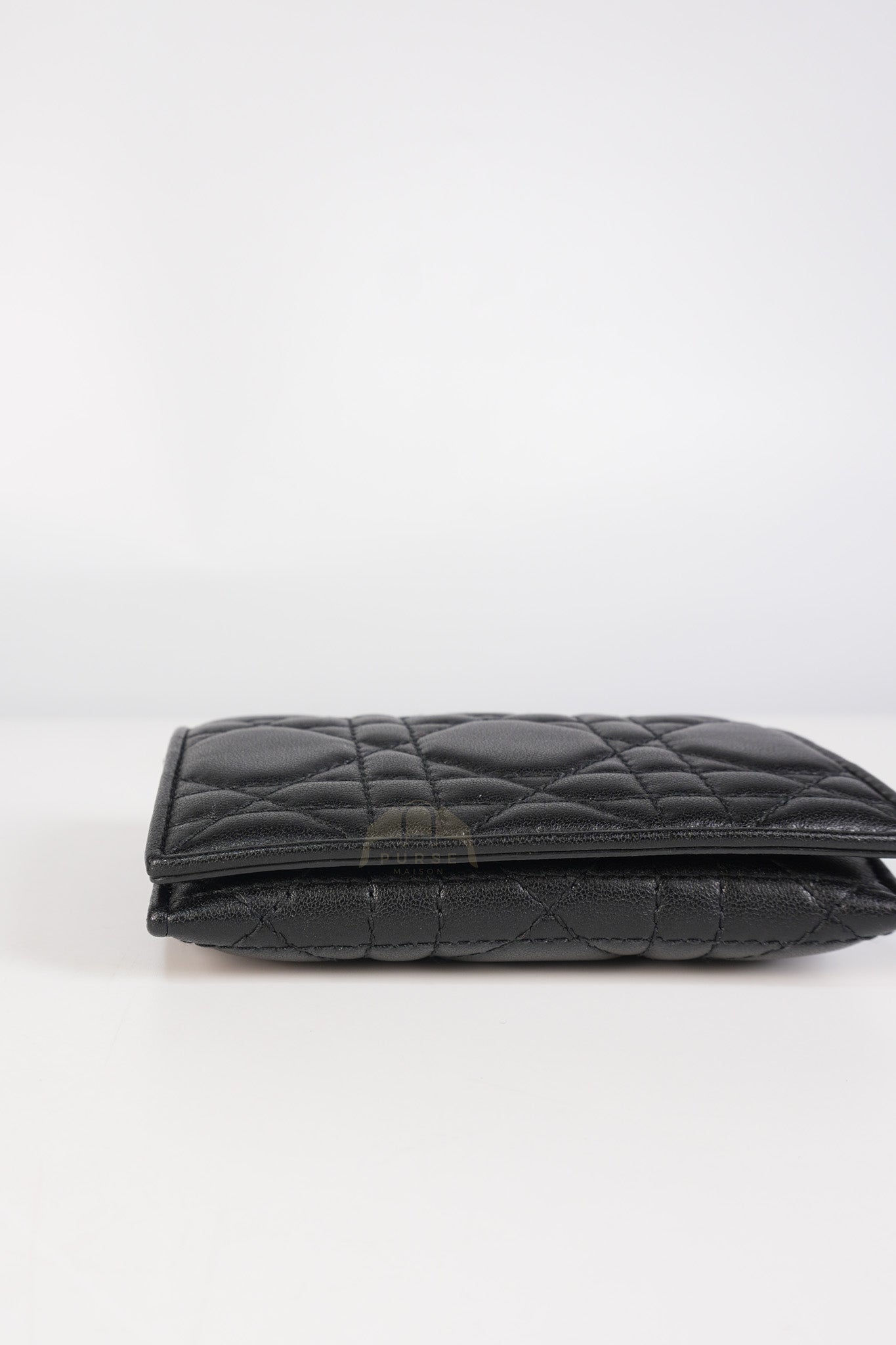Lady Dior Flap Card Holder in Black Quilted Cannage Lambskin Leather | Purse Maison Luxury Bags Shop
