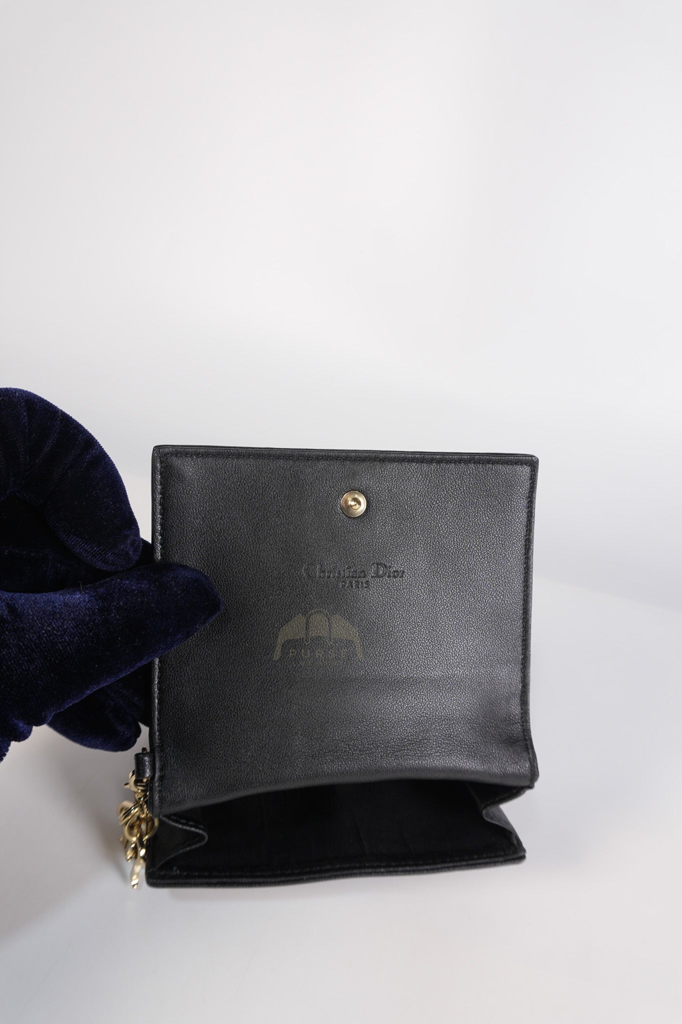 Lady Dior Flap Card Holder in Black Quilted Cannage Lambskin Leather | Purse Maison Luxury Bags Shop