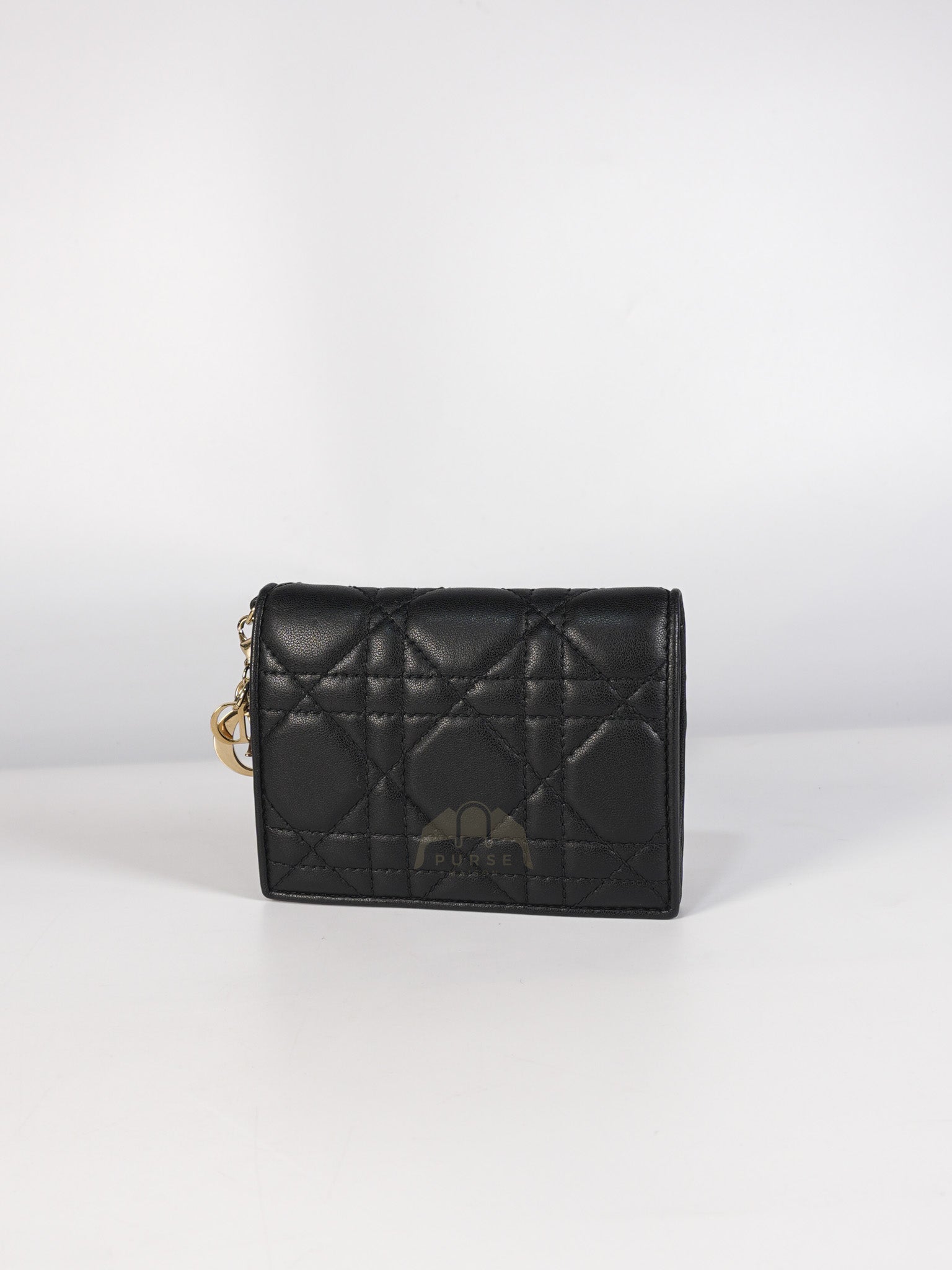 Lady Dior Flap Card Holder in Black Quilted Cannage Lambskin Leather | Purse Maison Luxury Bags Shop