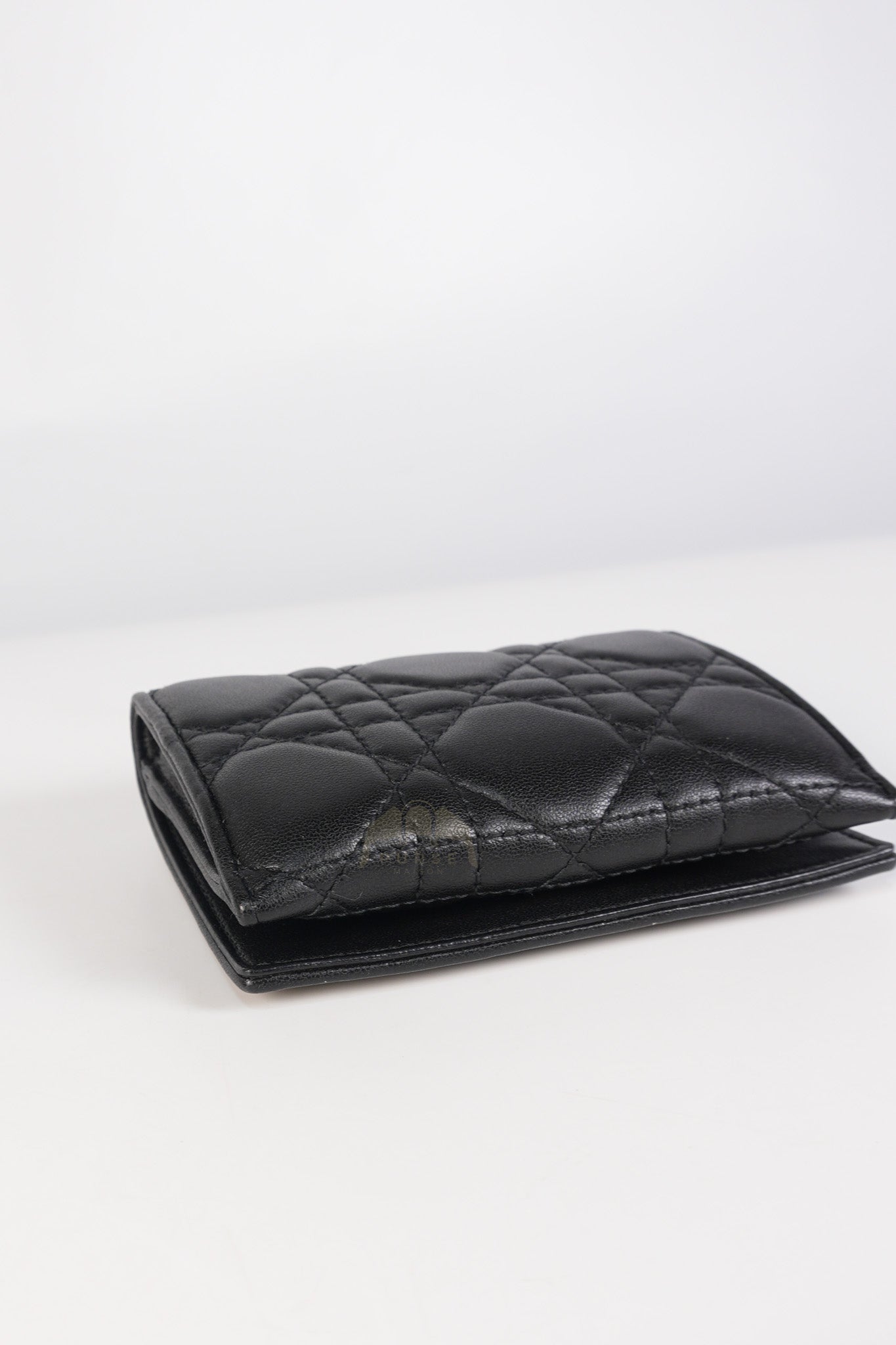 Lady Dior Flap Card Holder in Black Quilted Cannage Lambskin Leather | Purse Maison Luxury Bags Shop
