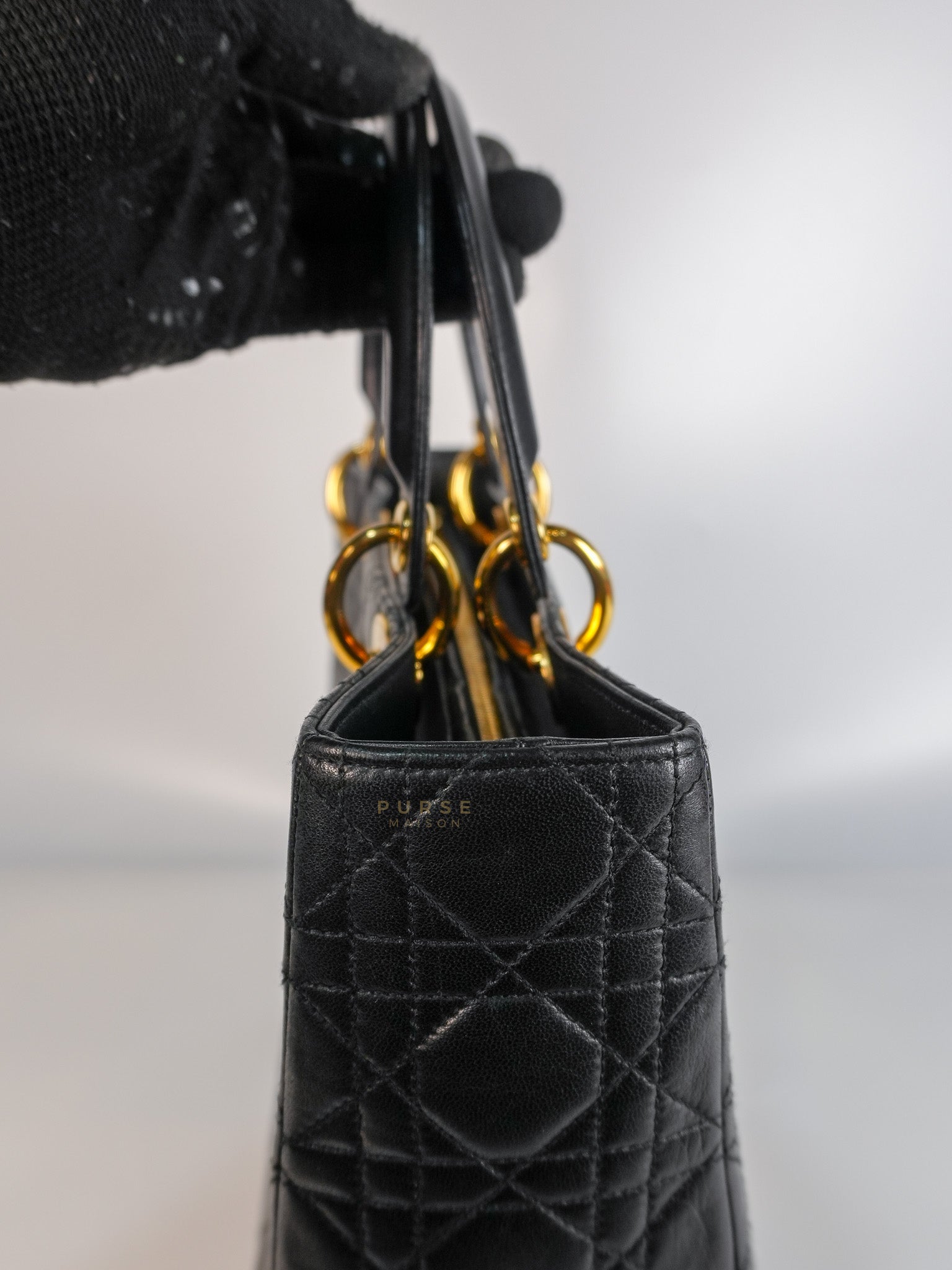 Lady Dior Large in Black Cannage Lambskin Leather | Purse Maison Luxury Bags Shop