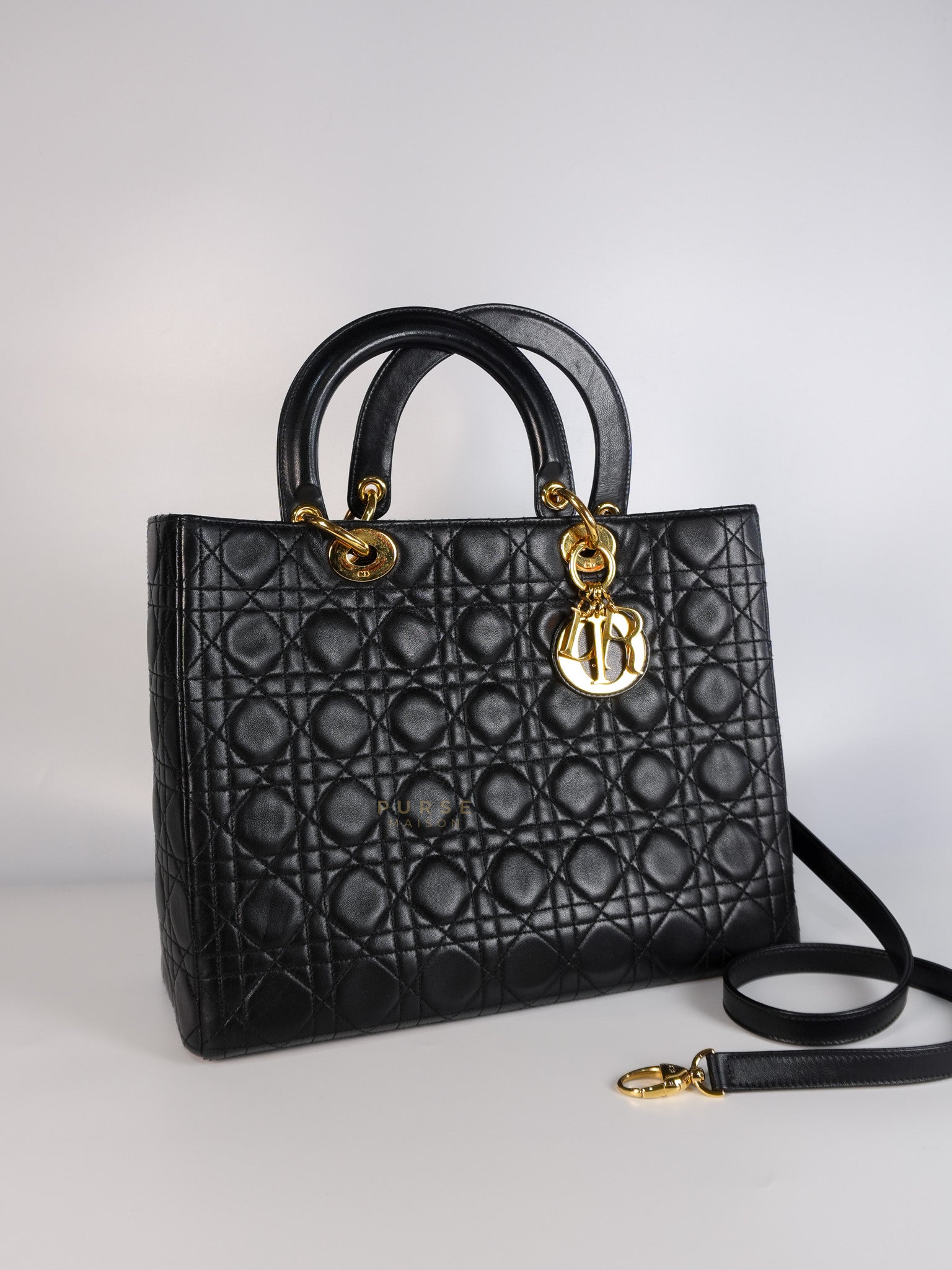 Lady Dior Large in Black Cannage Lambskin Leather | Purse Maison Luxury Bags Shop