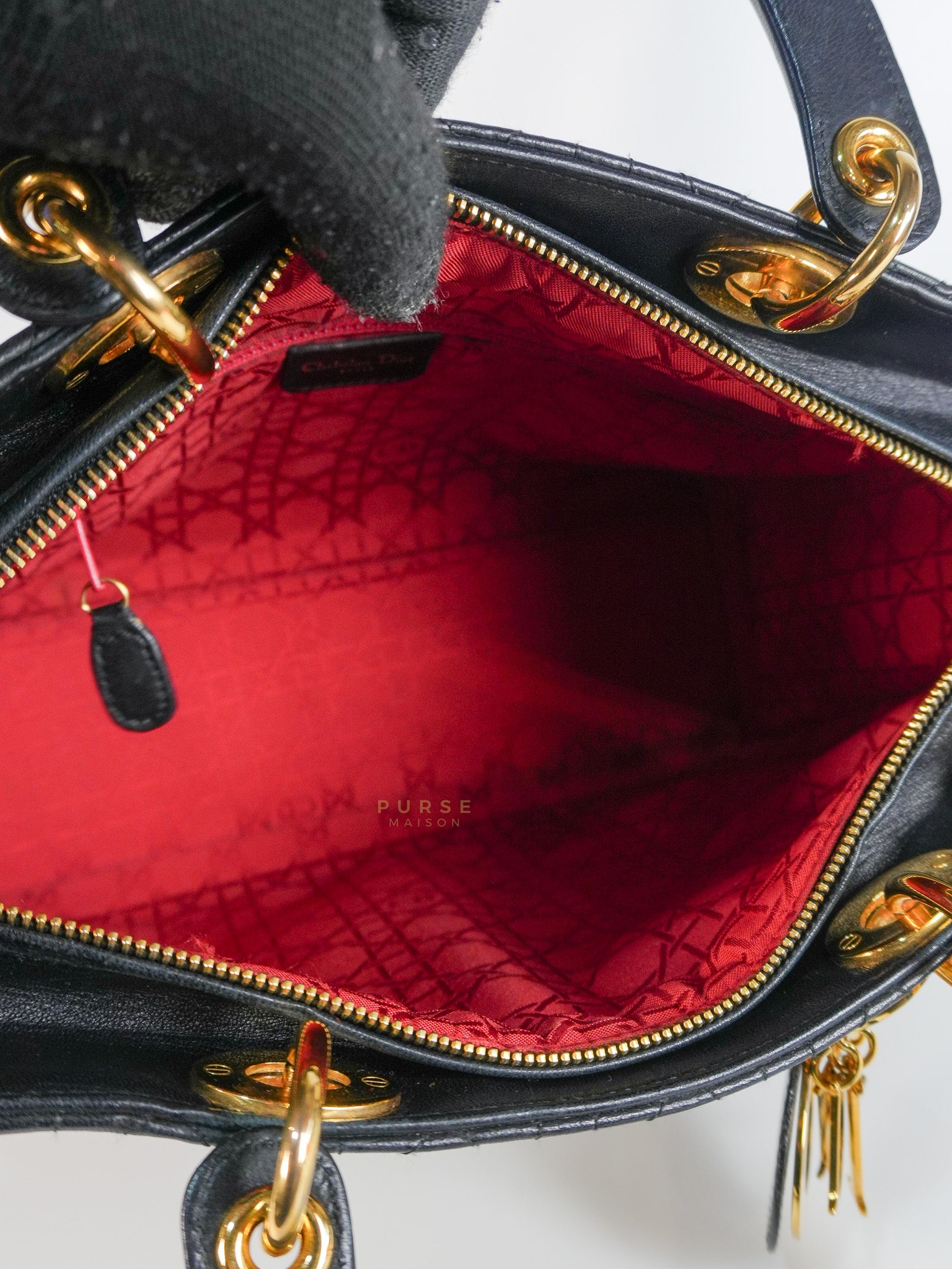 Lady Dior Large in Black Cannage Lambskin Leather | Purse Maison Luxury Bags Shop