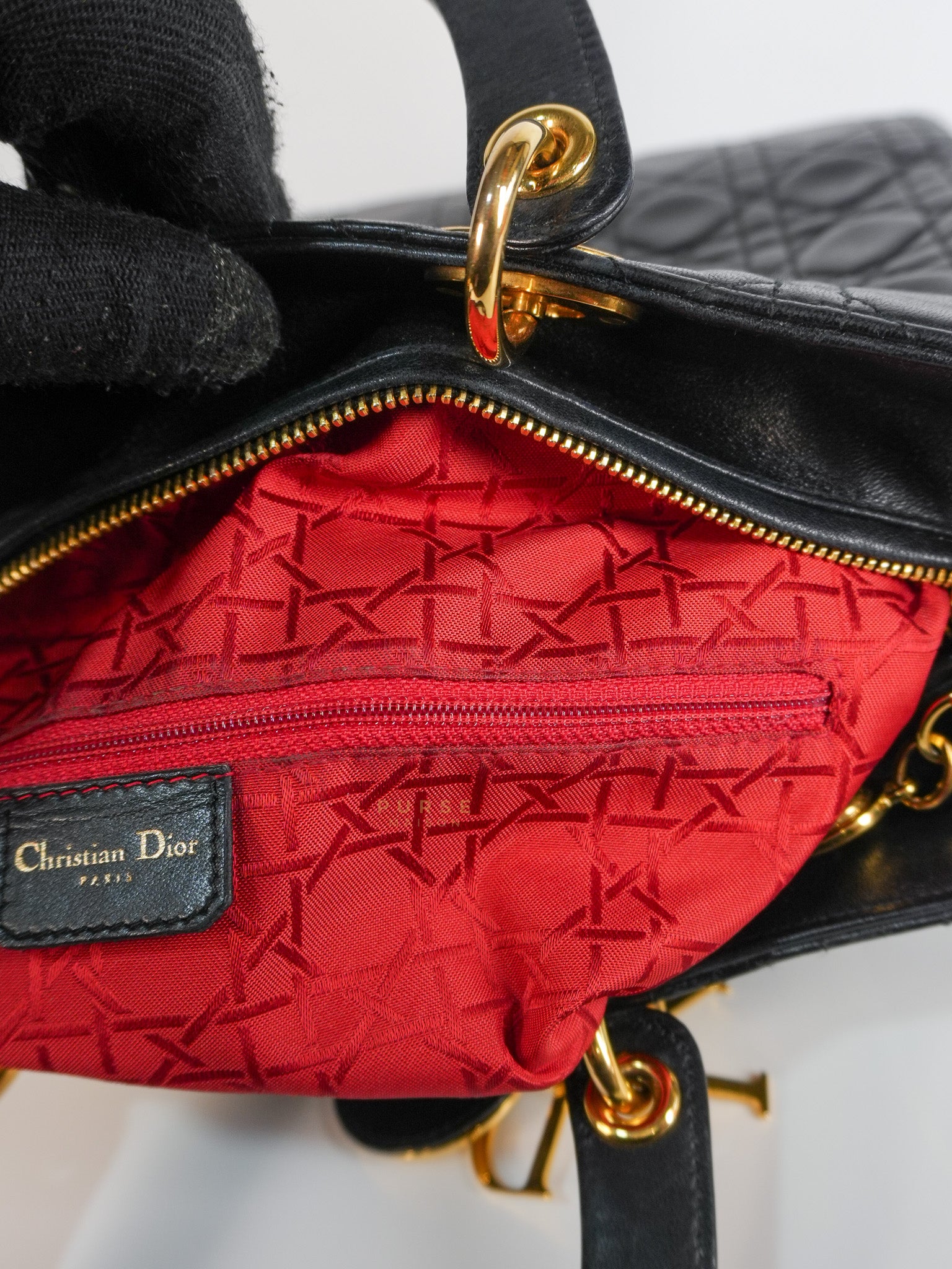Lady Dior Large in Black Cannage Lambskin Leather | Purse Maison Luxury Bags Shop