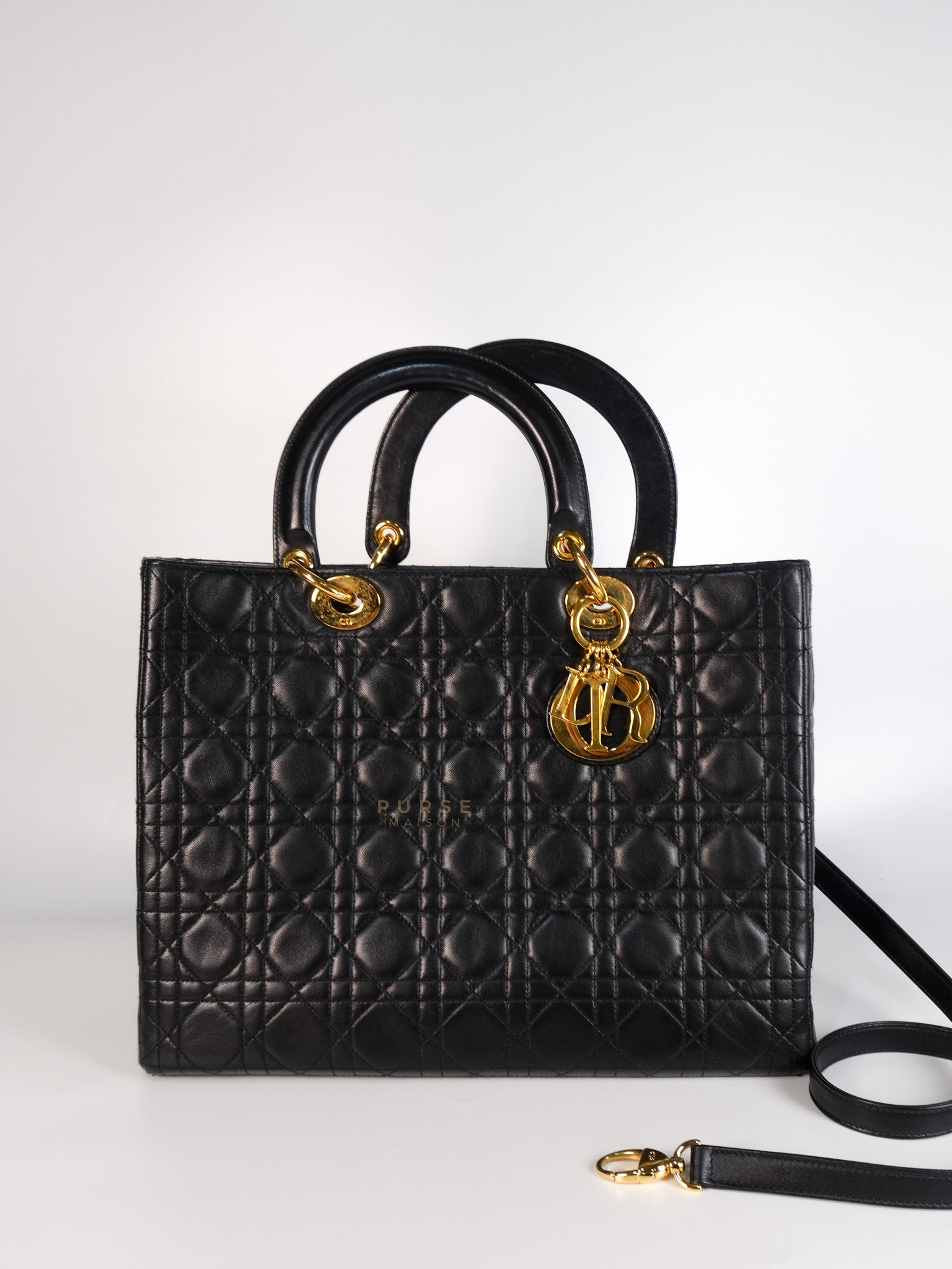 Lady Dior Large in Black Cannage Lambskin Leather | Purse Maison Luxury Bags Shop