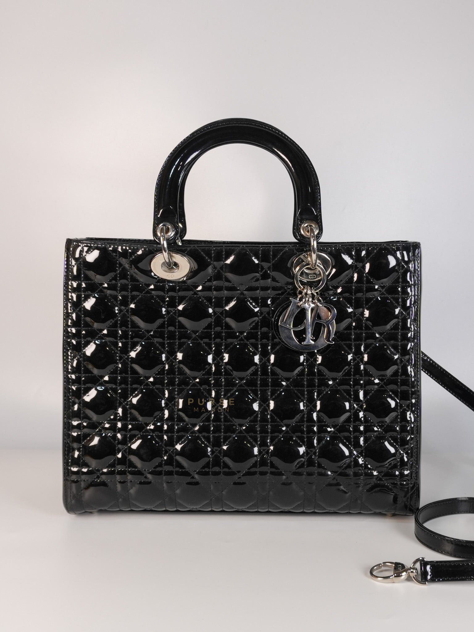 Lady Dior Large in Black Patent Leather | Purse Maison Luxury Bags Shop