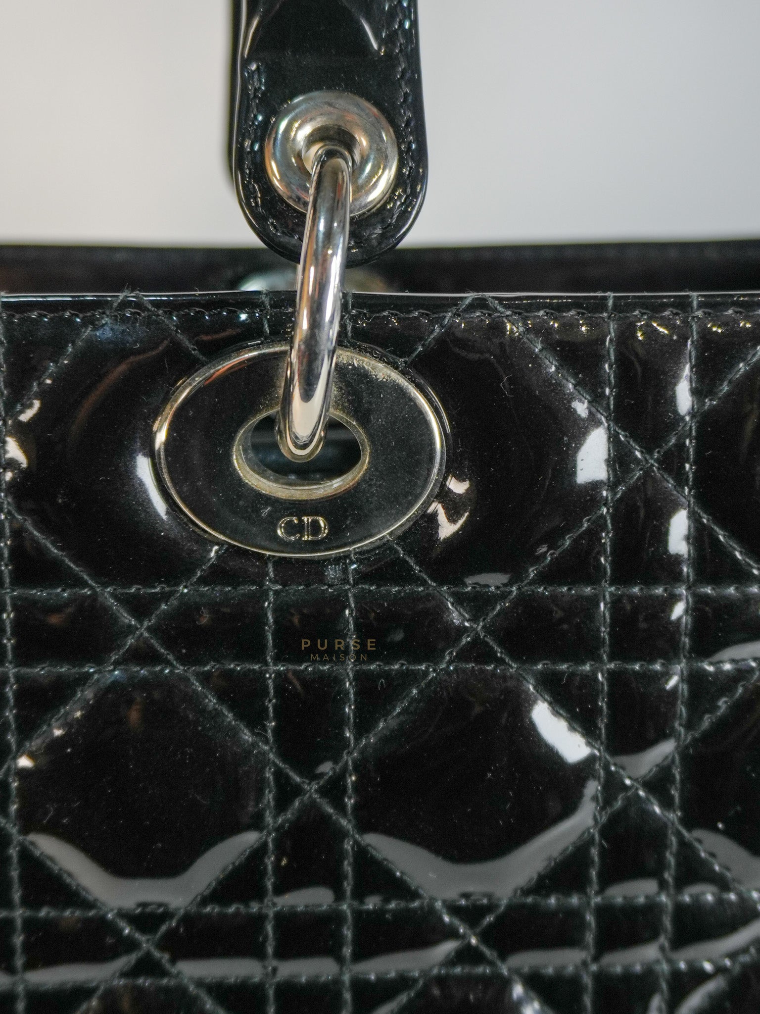Lady Dior Large in Black Patent Leather | Purse Maison Luxury Bags Shop