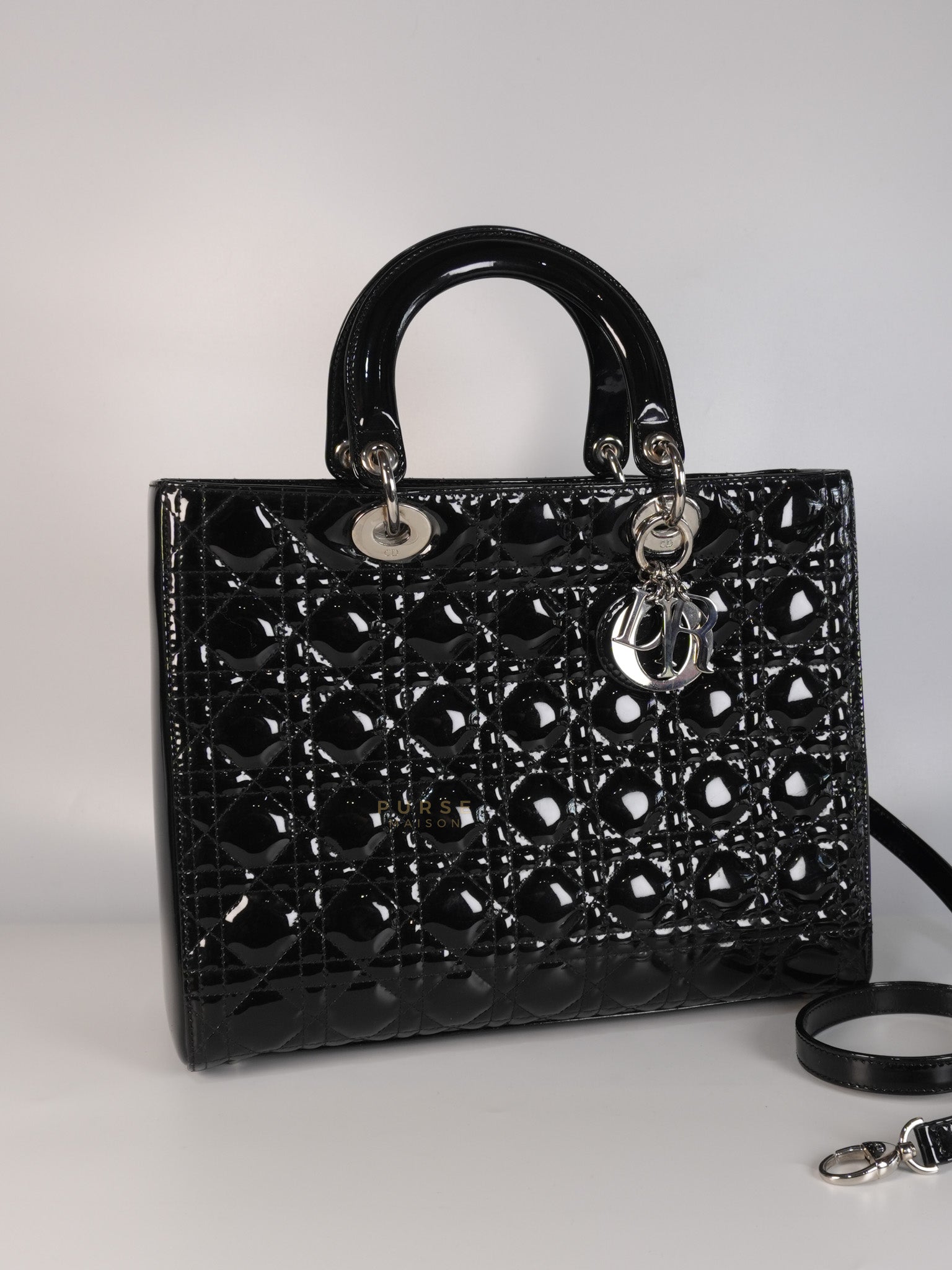 Lady Dior Large in Black Patent Leather | Purse Maison Luxury Bags Shop
