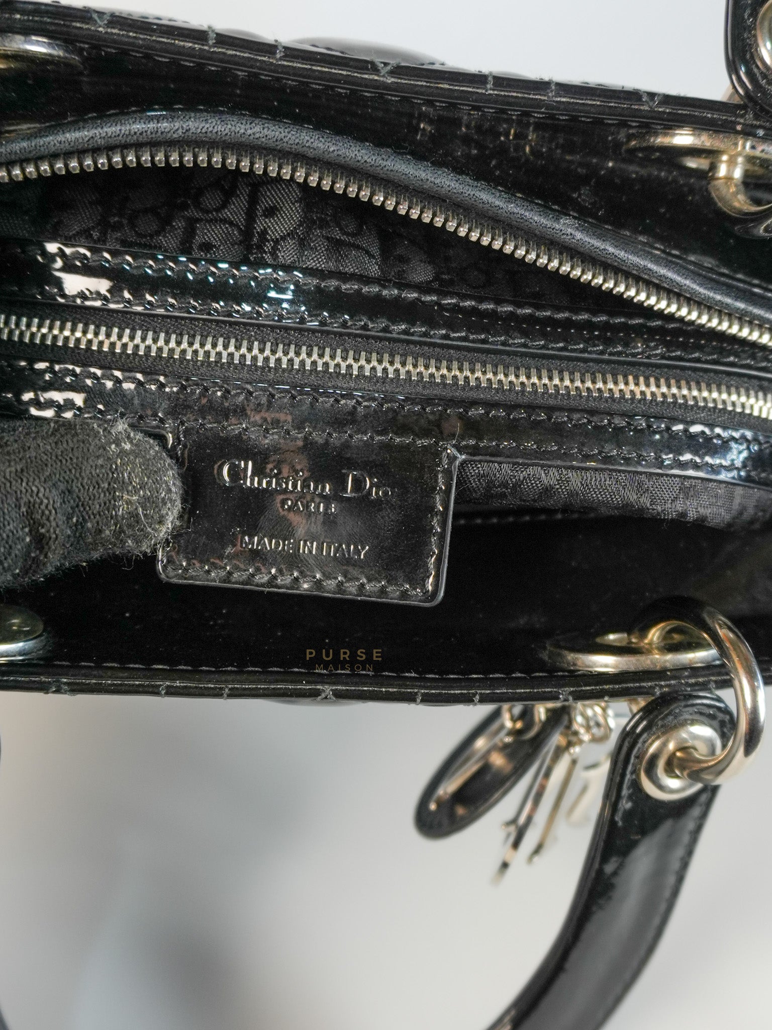 Lady Dior Large in Black Patent Leather | Purse Maison Luxury Bags Shop