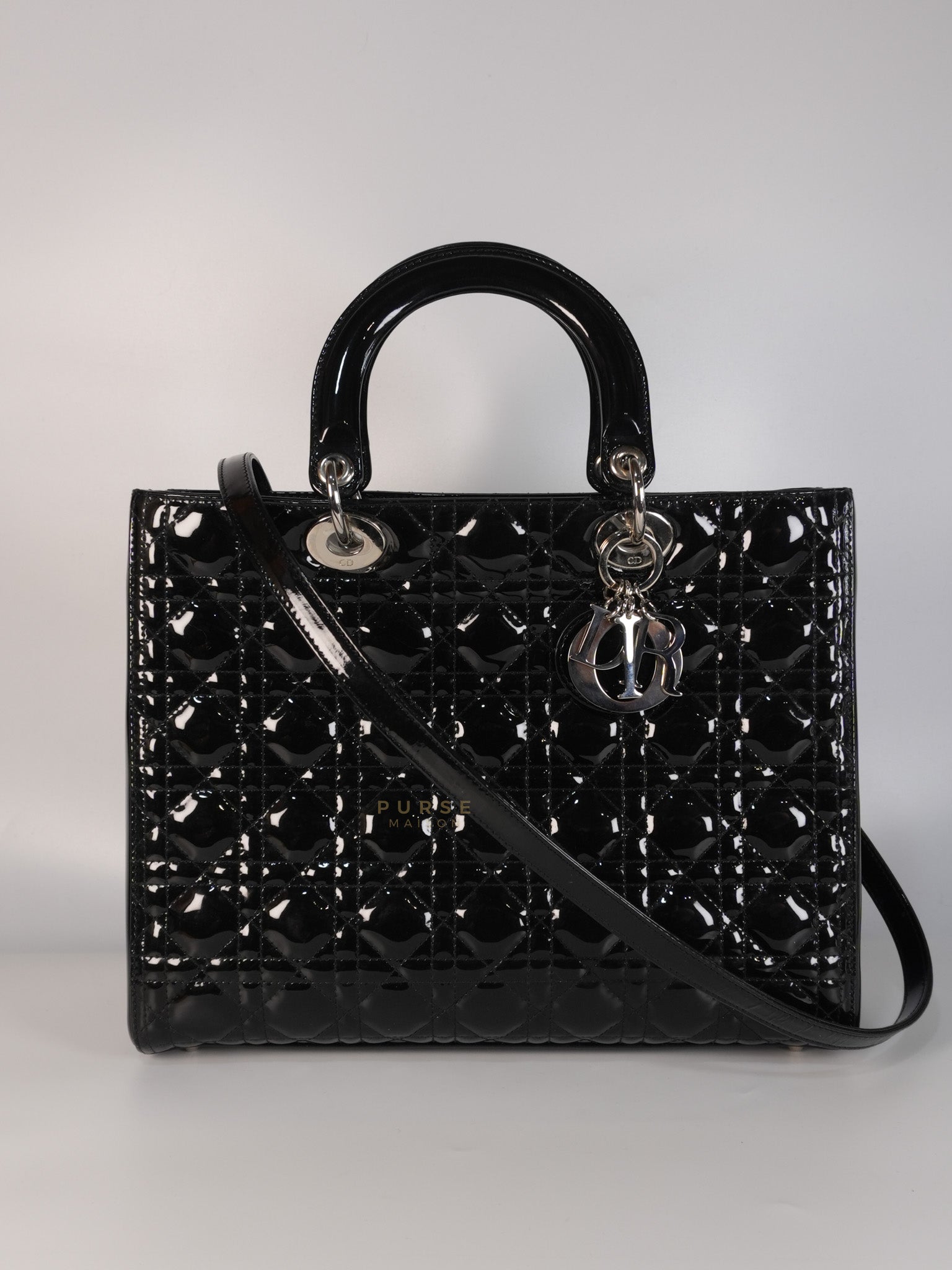 Lady Dior Large in Black Patent Leather | Purse Maison Luxury Bags Shop