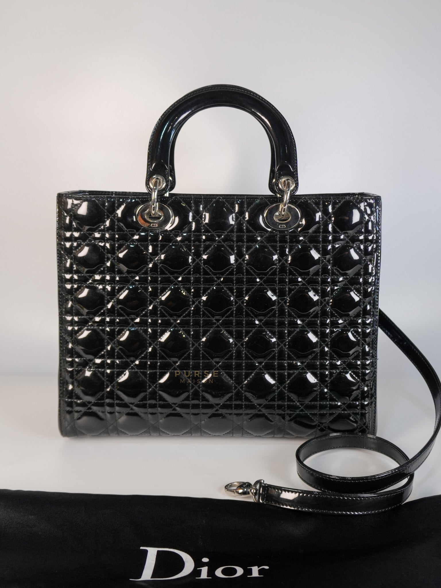 Lady Dior Large in Black Patent Leather | Purse Maison Luxury Bags Shop