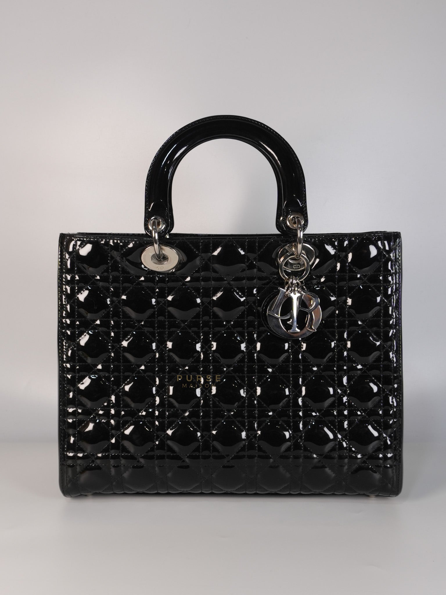 Lady Dior Large in Black Patent Leather | Purse Maison Luxury Bags Shop