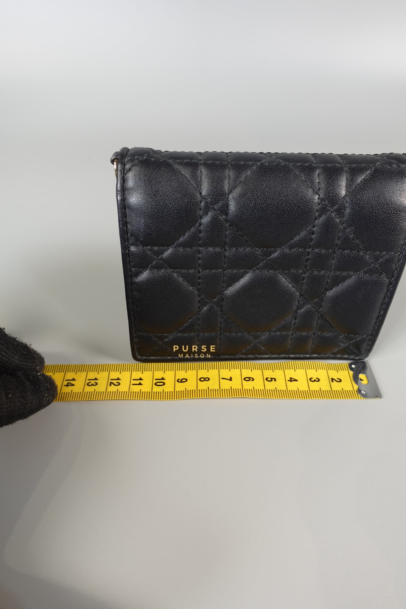 Lady Dior Medium Bi-fold Wallet in Black Lambskin Leather | Purse Maison Luxury Bags Shop