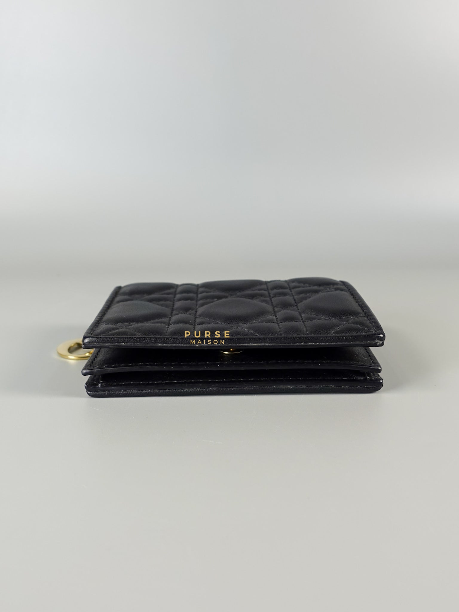 Lady Dior Medium Bi-fold Wallet in Black Lambskin Leather | Purse Maison Luxury Bags Shop