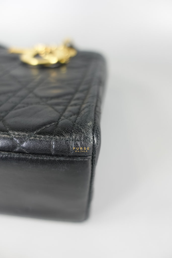 Lady Dior Medium Cannage Black Lambskin Hand Bag | Purse Maison Luxury Bags Shop