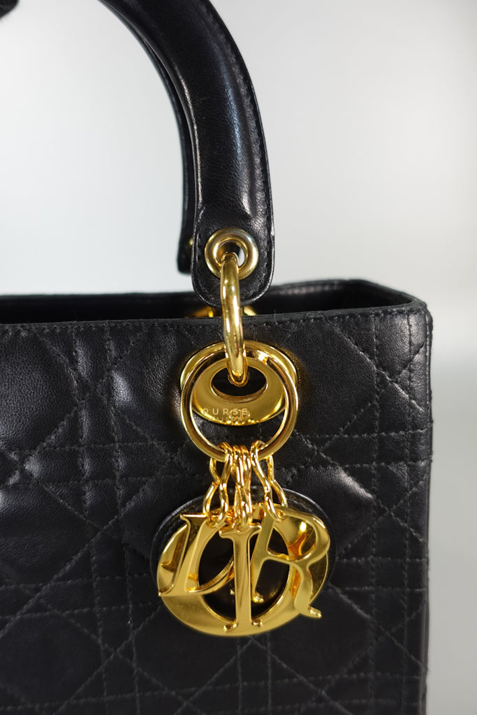 Lady Dior Medium Cannage Black Lambskin Hand Bag | Purse Maison Luxury Bags Shop