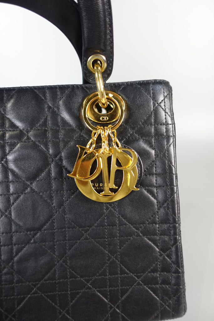 Lady Dior Medium Cannage Black Lambskin Hand Bag | Purse Maison Luxury Bags Shop