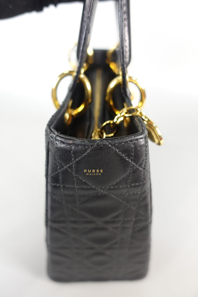 Lady Dior Medium Cannage Black Lambskin Hand Bag | Purse Maison Luxury Bags Shop