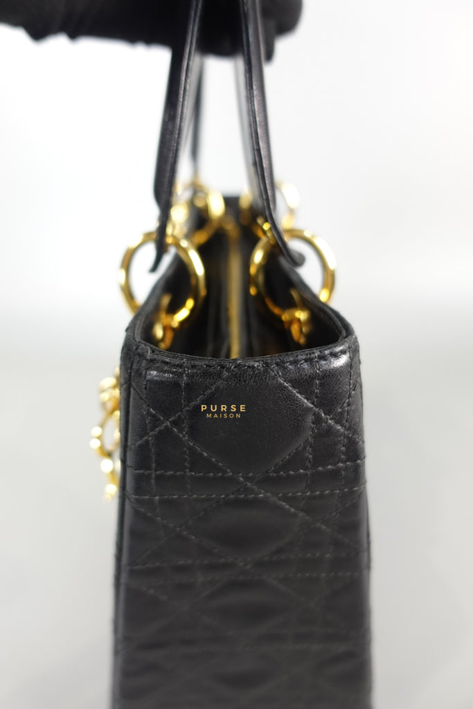 Lady Dior Medium Cannage Black Lambskin Hand Bag | Purse Maison Luxury Bags Shop