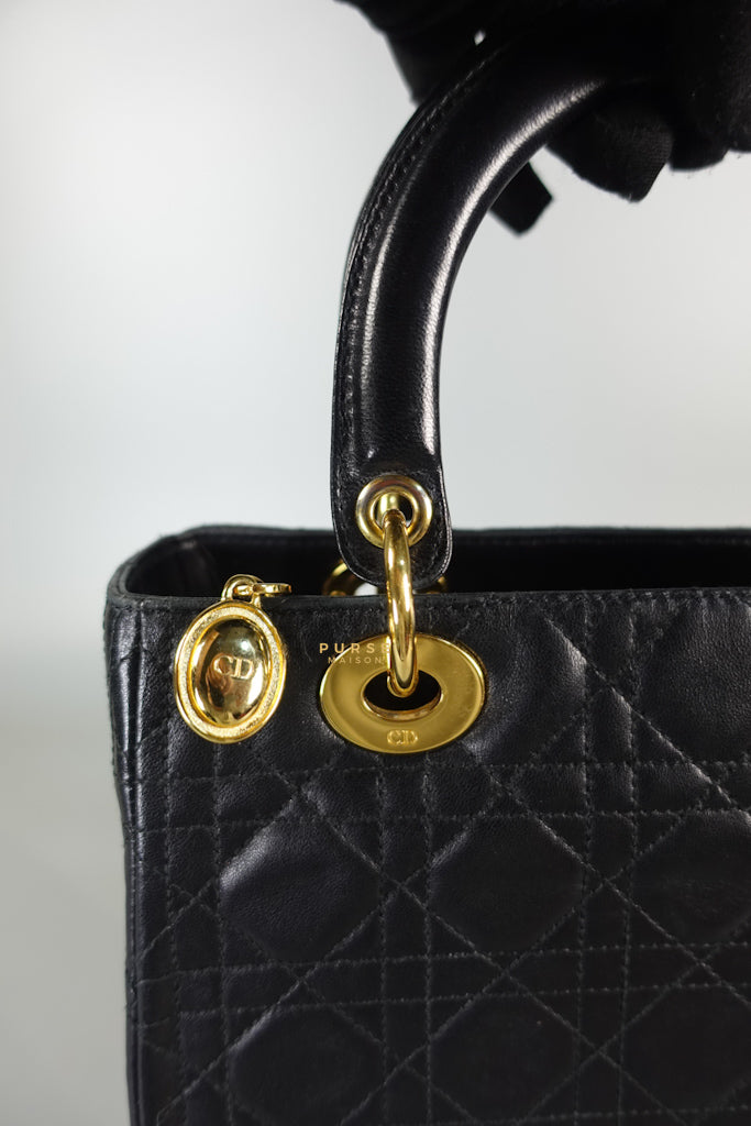 Lady Dior Medium Cannage Black Lambskin Hand Bag | Purse Maison Luxury Bags Shop